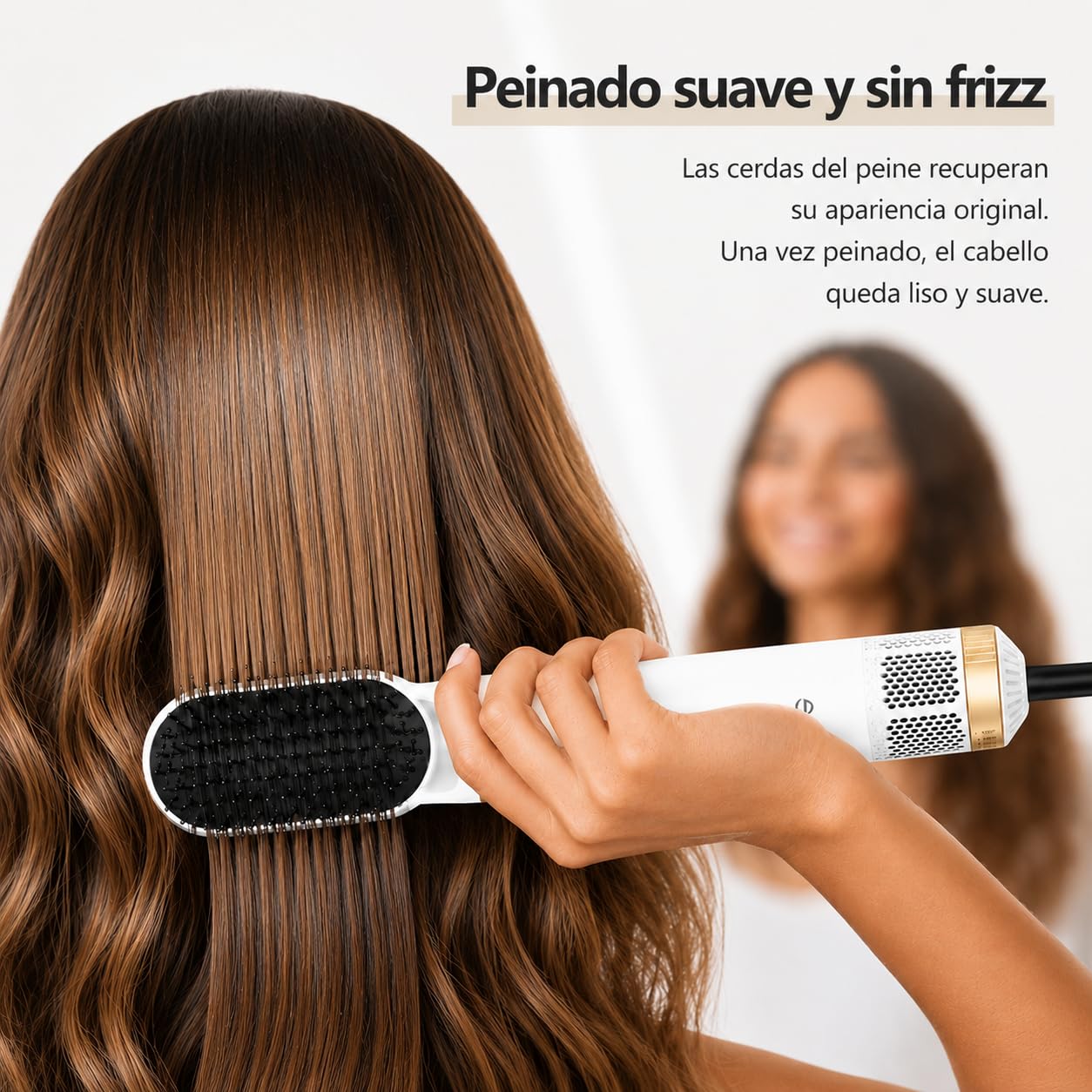 Cepillo secador de pelo 5 en 1 Golden Goods Multistyler, secador Airstyler con 5 accesorios cepillo de peinado caliente, secador ionico, Para alisar, rizar y secar, White/Gold Edition