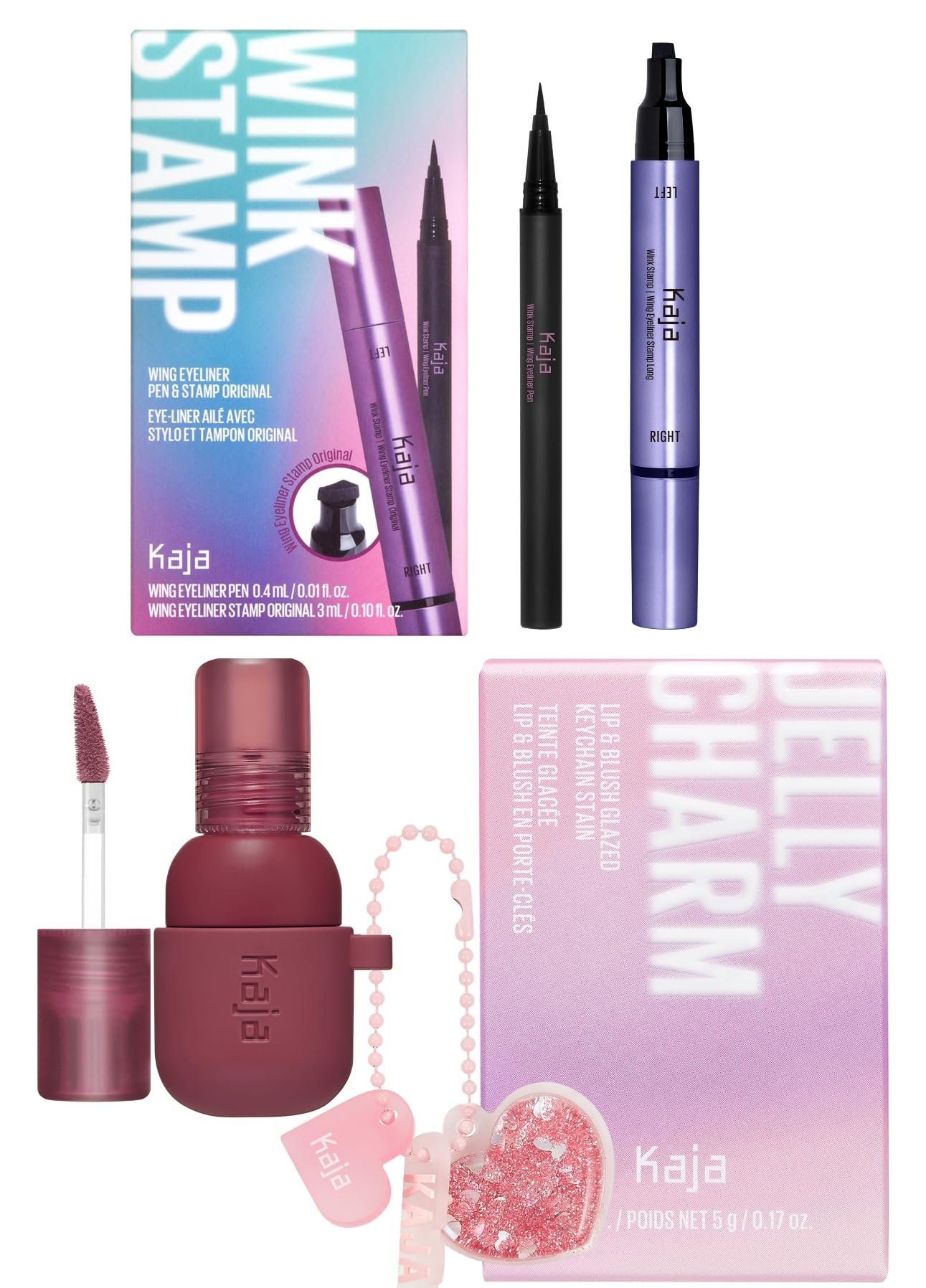 Kaja Winged Eyeliner Pen - Wink Stamp Lip Blush Glazed Keychain Stain - Jelly Charm 04 Fig Soda
