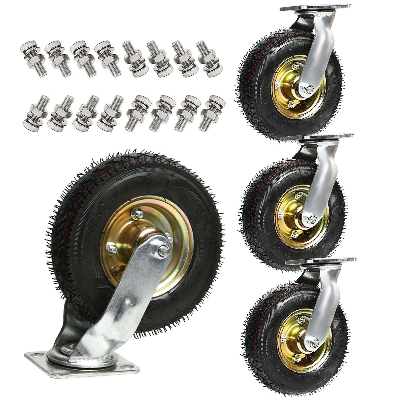 Roulettes pivotantes industrielles en caoutchouc x4 avec roulements