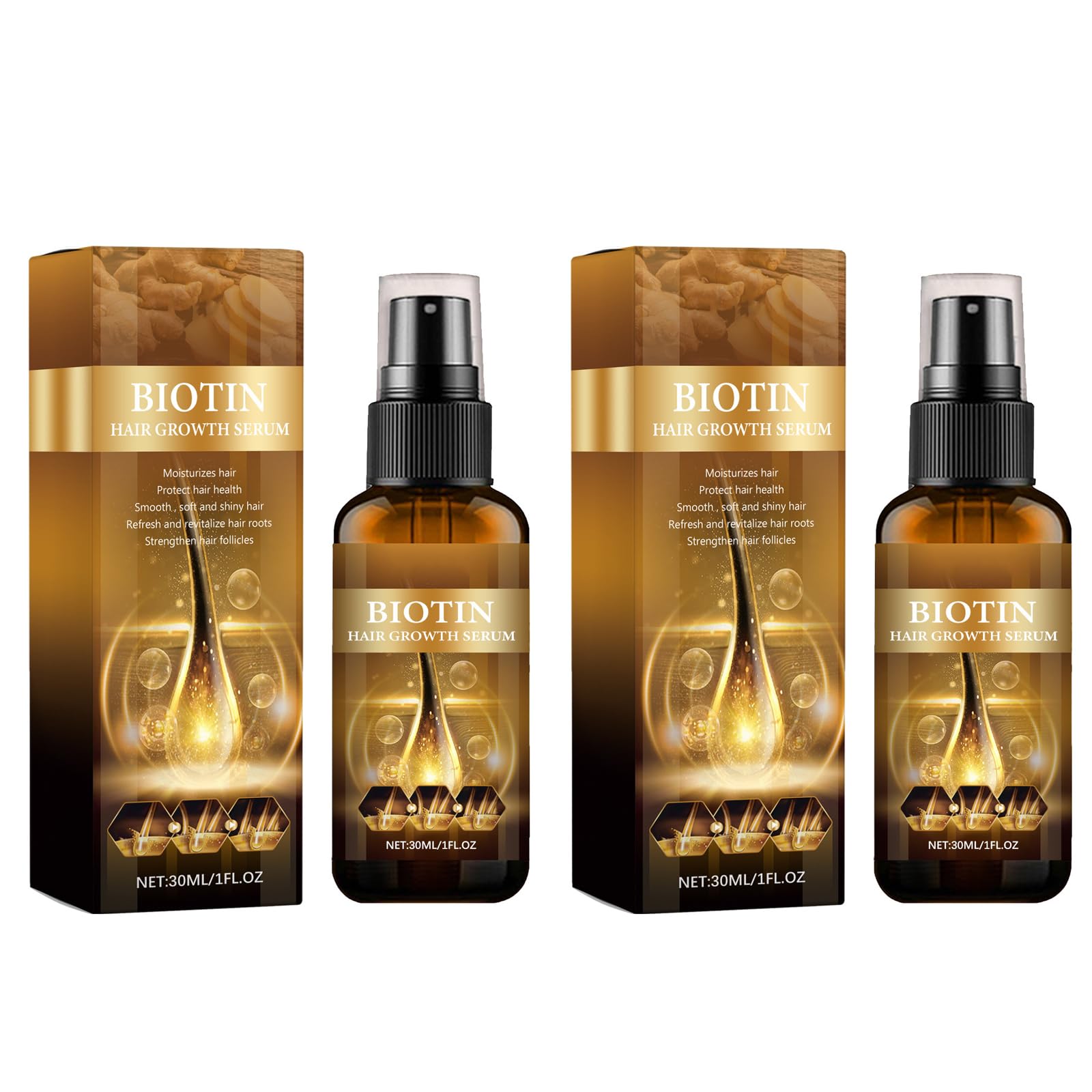 2 Piezas Serum Cabello Con Biotina, Serum De Crecimiento Del Cabello, Anti Pérdida De Cabello, Hair Growth Serum, Favorece un Cabello Más Grueso, con Más Volumen y de Crecimiento Más Rápido