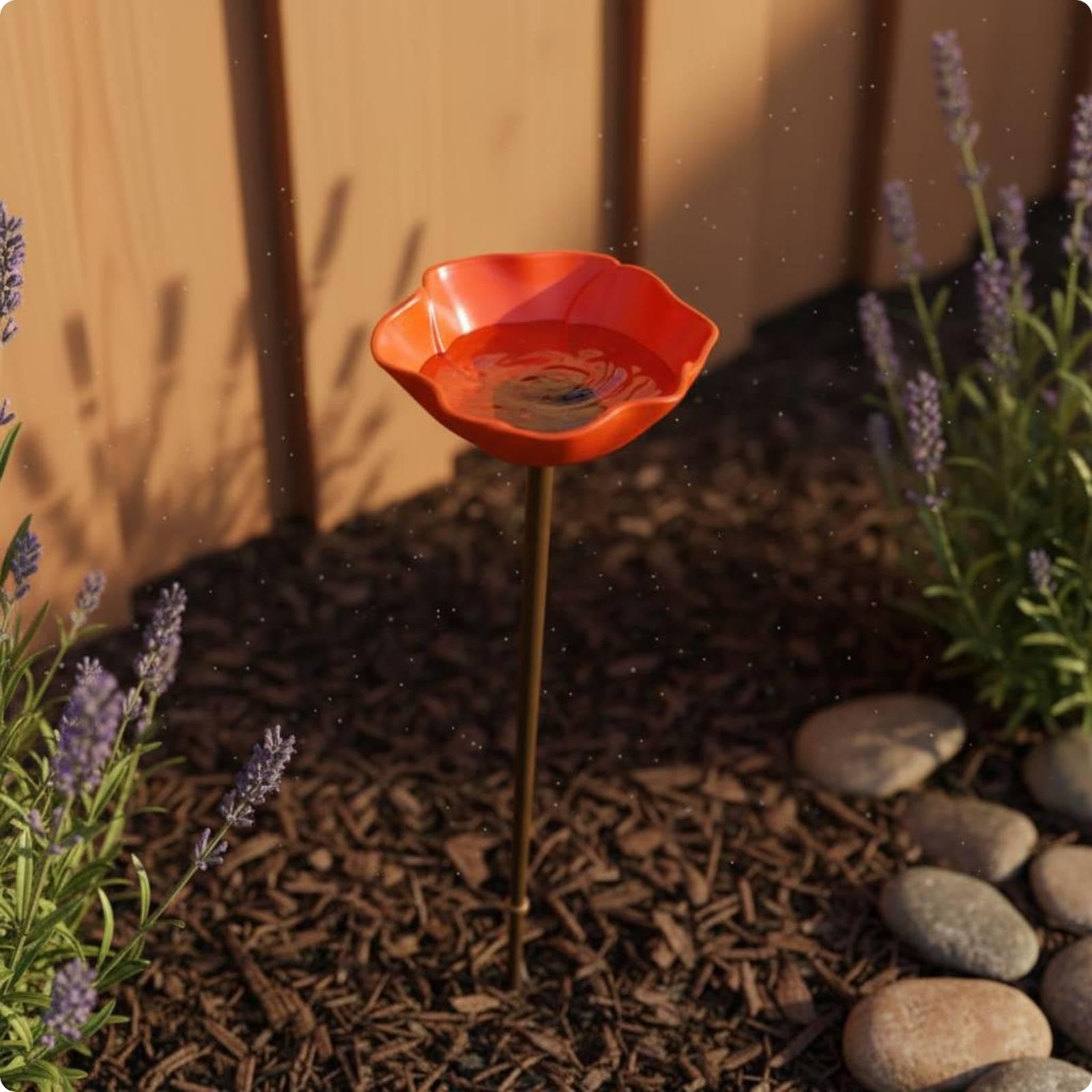 Steel Floral Garden Stake Handmade Decorative Flower Garden Stake Detachable Rod Outdoor Decor Orange-image-41