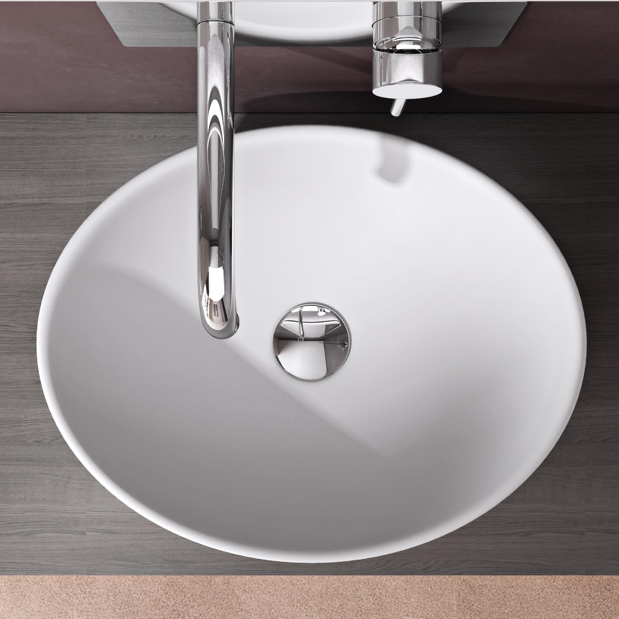 doporro Lavabo sobre encimera de cerámica blanco mate Brüssel205 41x33x14cm forma ovalado con sellado- Nano