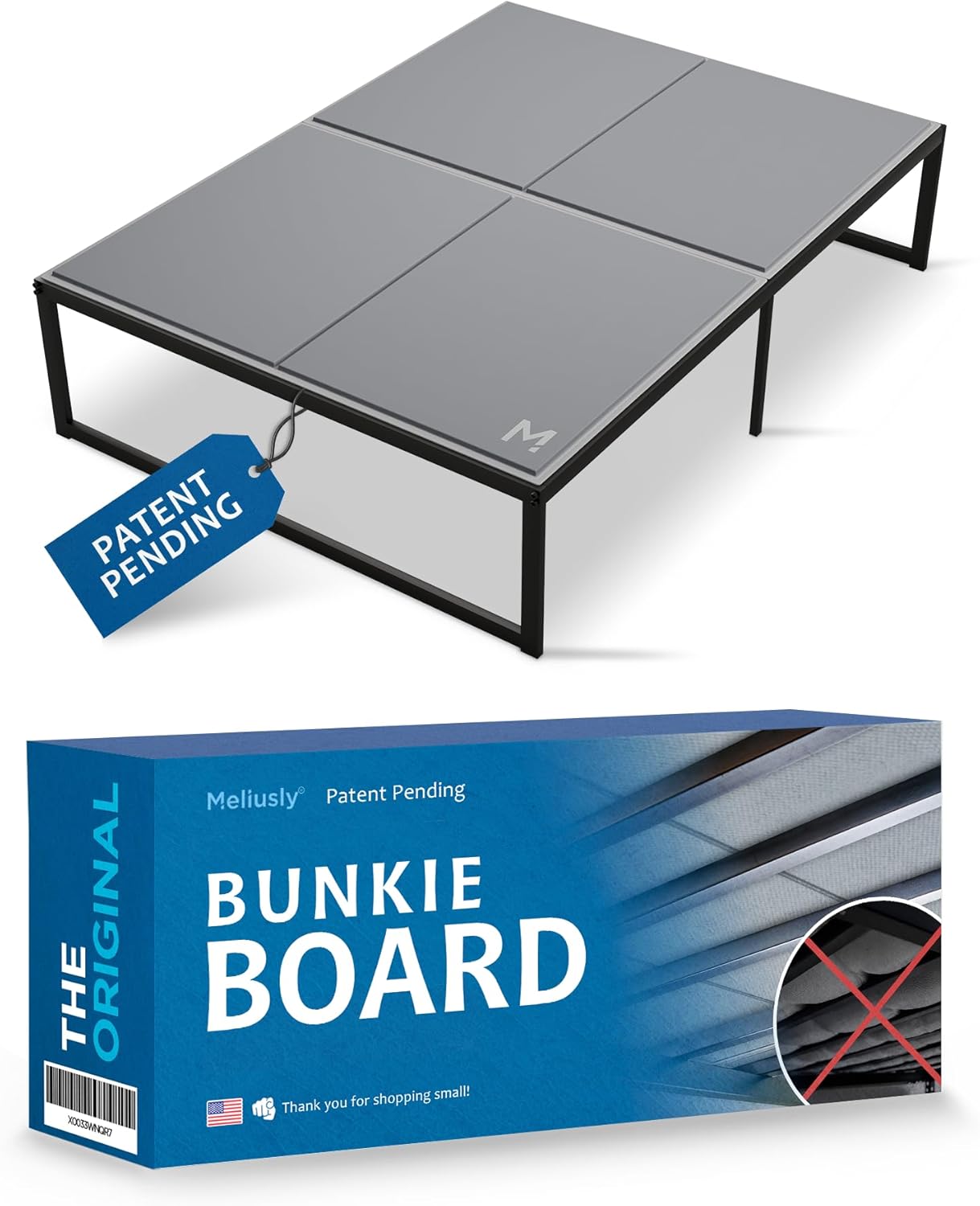 Meliusly Premium 10mm Bunkie Board Full Size (54x75'') Patent Pending Low Profile Bed Board Design - Breathable, Noise Minimizing, Moisture Resistant Bunkieboards, Low Profile Bed Support