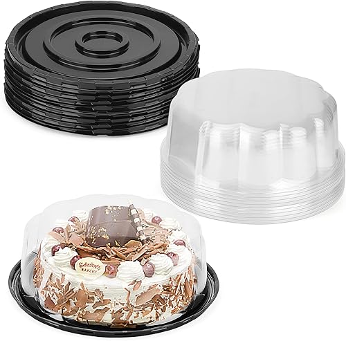 MANCHAP Paquete de 10 recipientes de plástico desechables de 8 pulgadas para tartas, portador de pasteles transparente desechable con tapas de