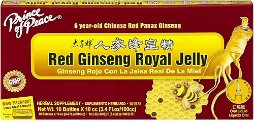 Prince of Peace Red Ginseng Royal Jelly 10 botellas 034 fl oz Cada uno  Suplemento para impulsar la energía  Ginseng Shots to Go  Apoyar el sistema