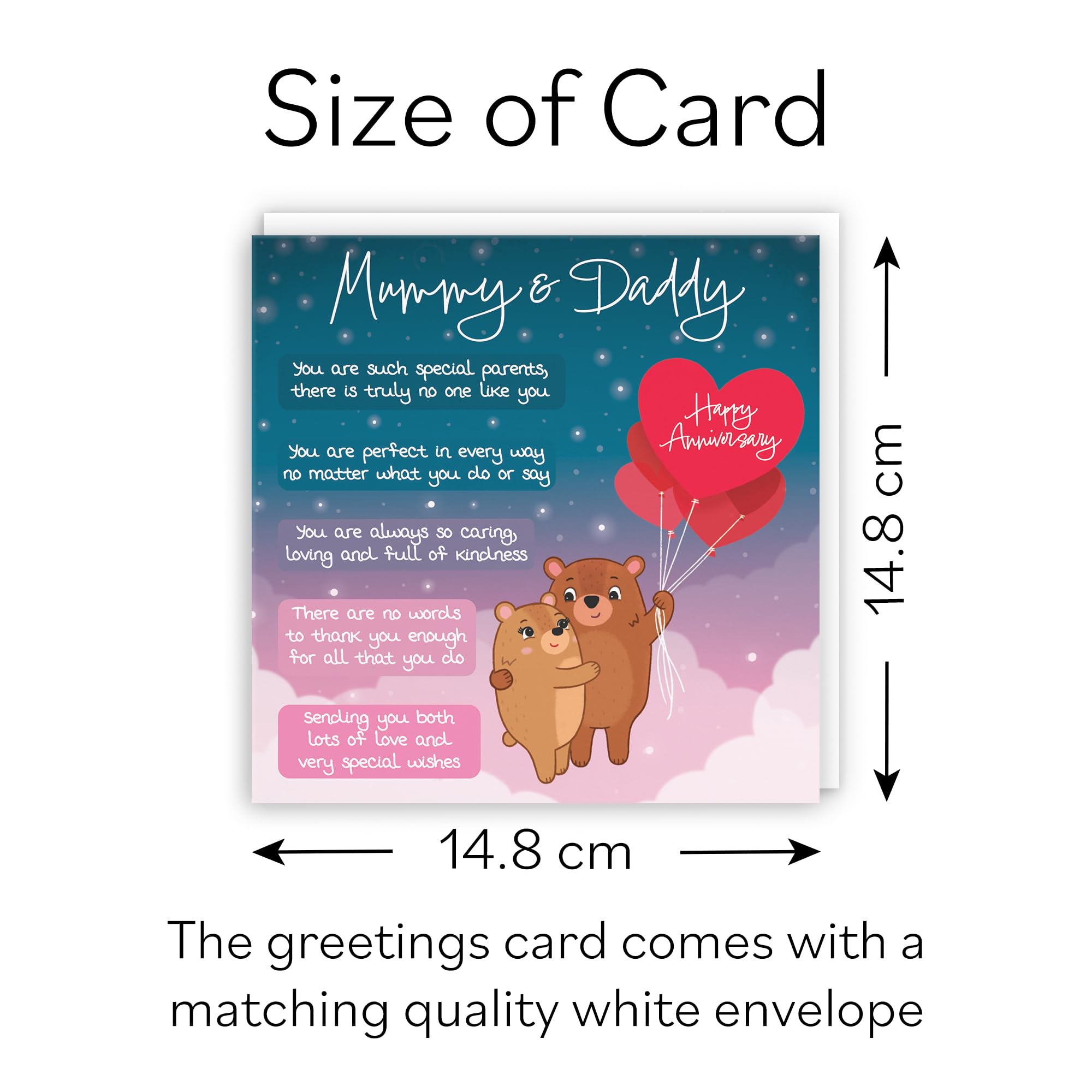 Hunts England - Mummy And Daddy Poem Anniversary Card - Starry Night - Cute Bears - Verse Anniversary Card For Mummy And Daddy - Happy Anniversary Card For Parents - Image 3