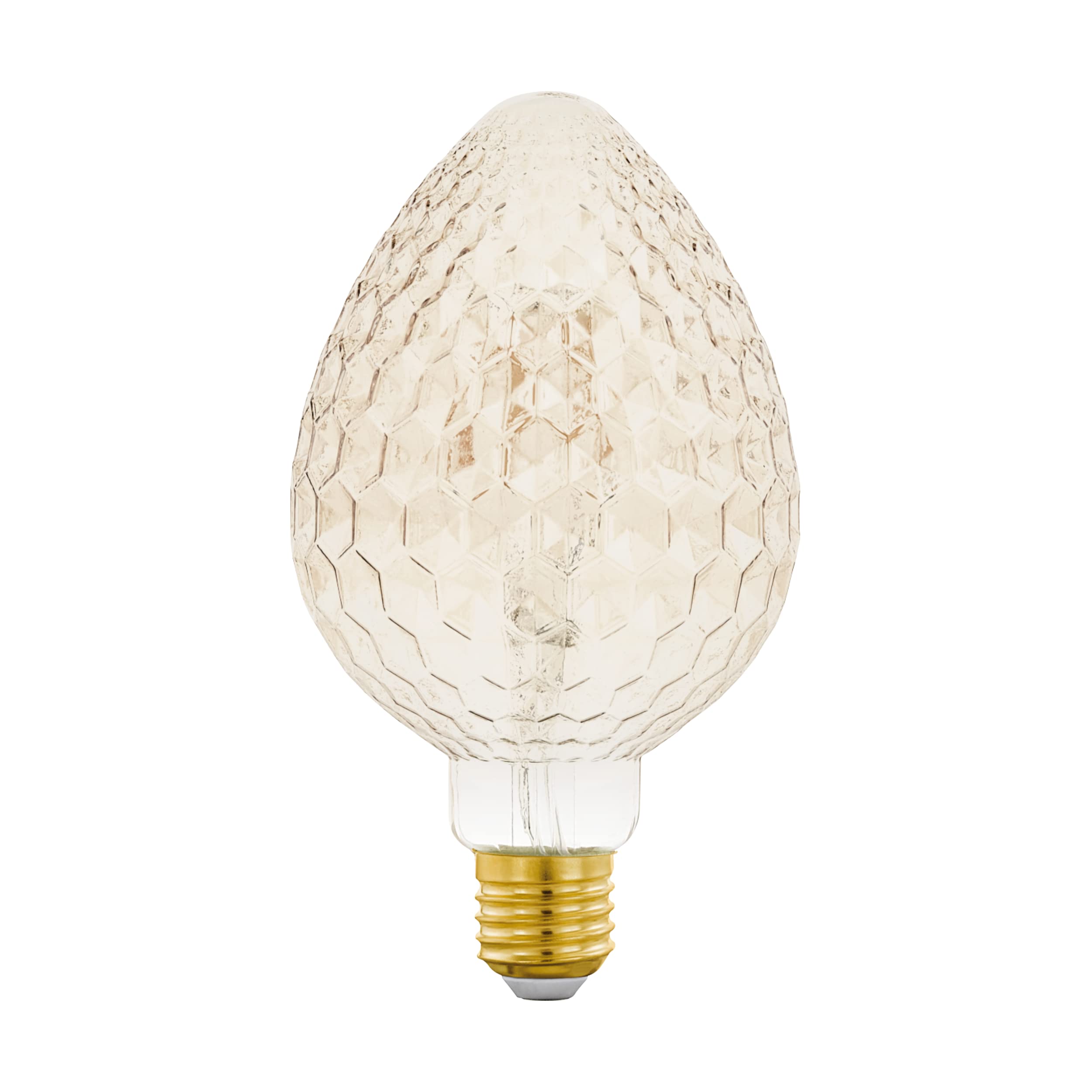 EGLO Dimmable E27 filament LED candle light bulb Mid Size, structured amber vintage Edison lamp