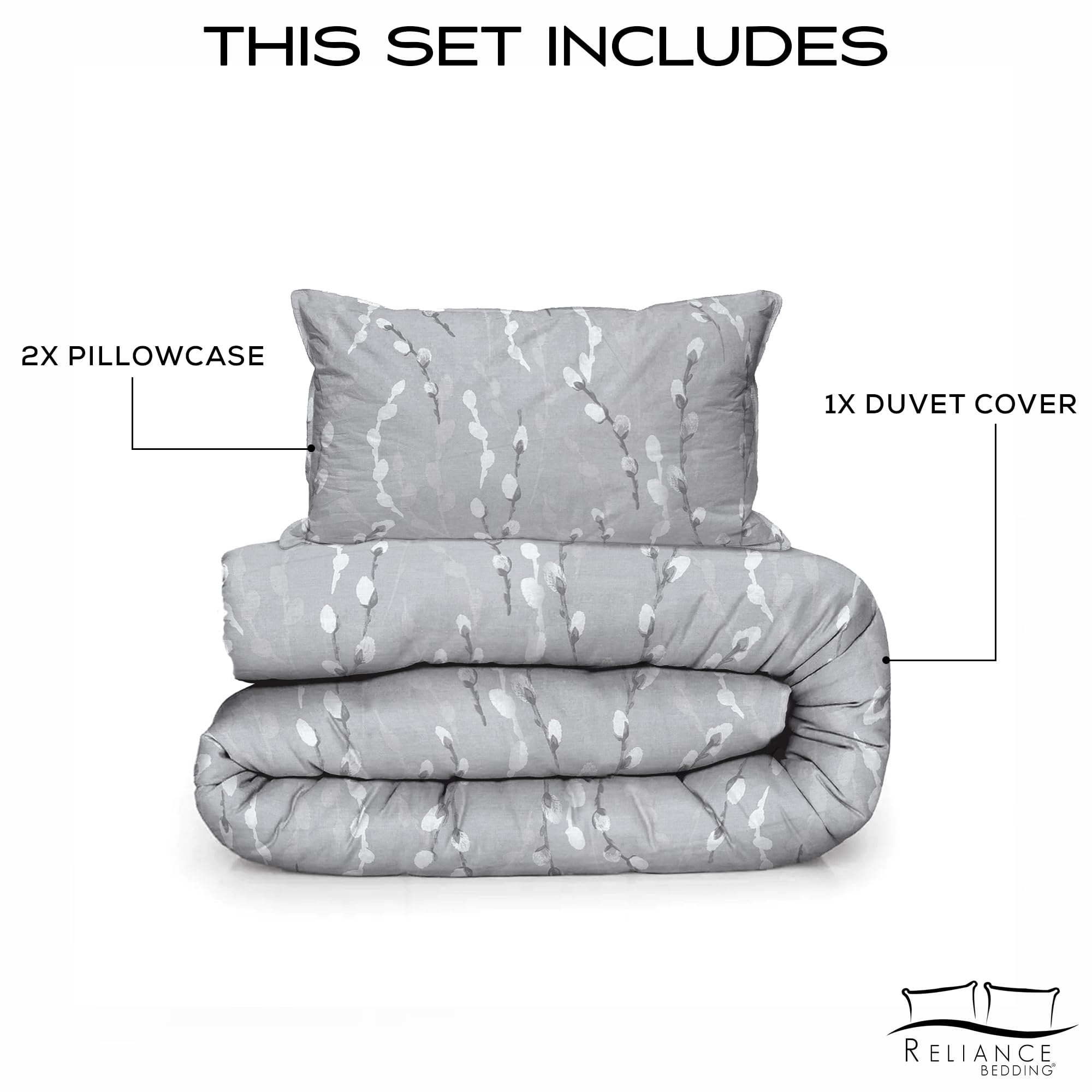 EverSoft Bedding 3Pcs Set 100% Egyptian Cotton Printed Duvet Cover & 2 Matching Pillowcase Pair 400 Thread Count Double Duvet Cover Set - Image 3