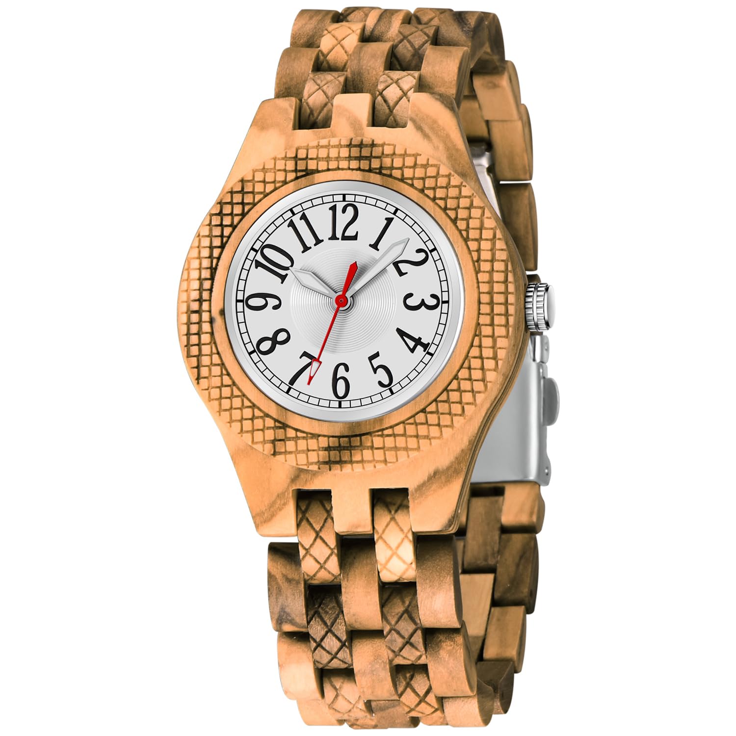 Tiong Orologio analogico da donna in legno, orologio al quarzo in legno semplice in stile arabo