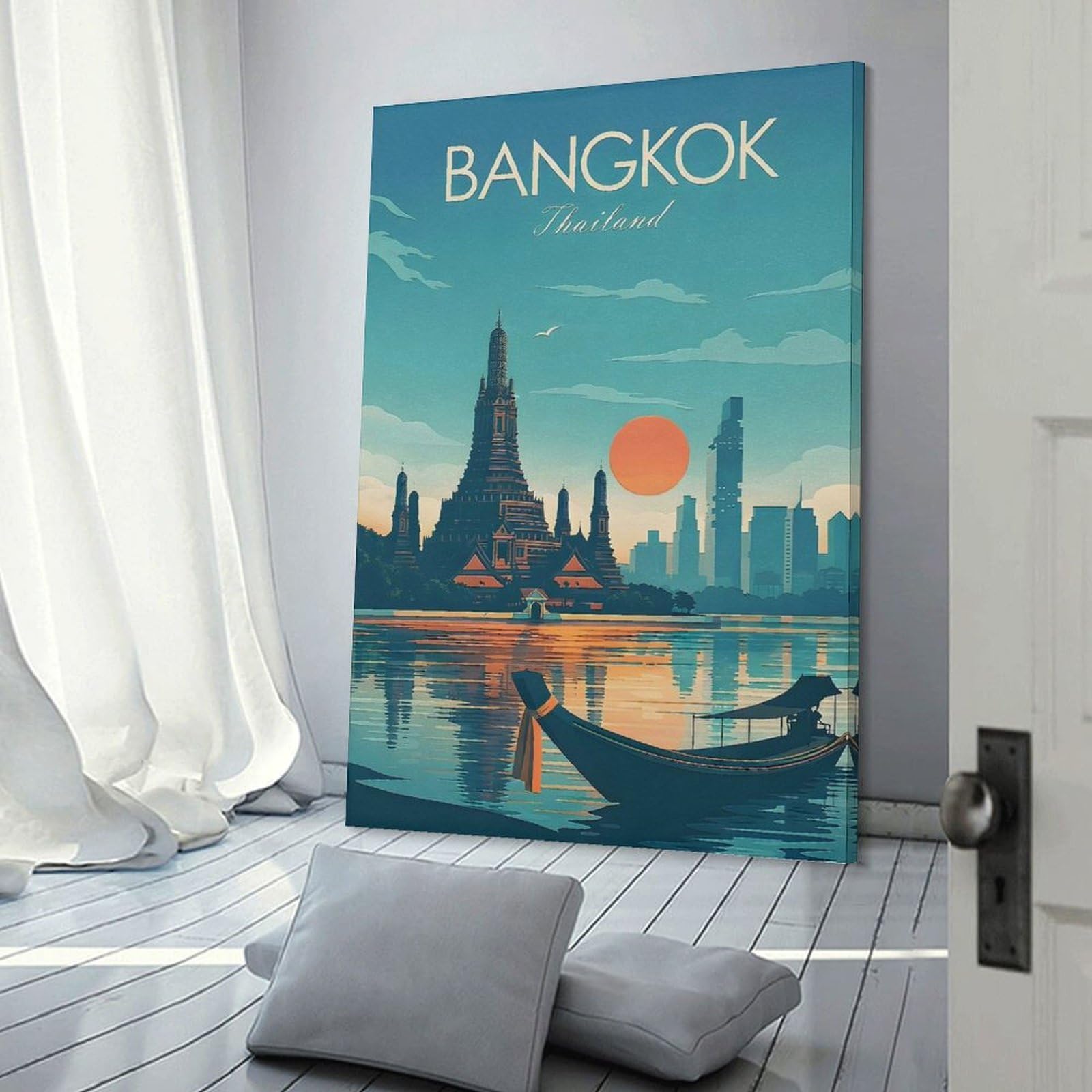 Junmoney Bangkok Travel (4) Hanging Wall Art 20x30inch(50x75cm), for Feature Walls in Flats Or Modern Rooms, Home Wall Art for Statement Displays