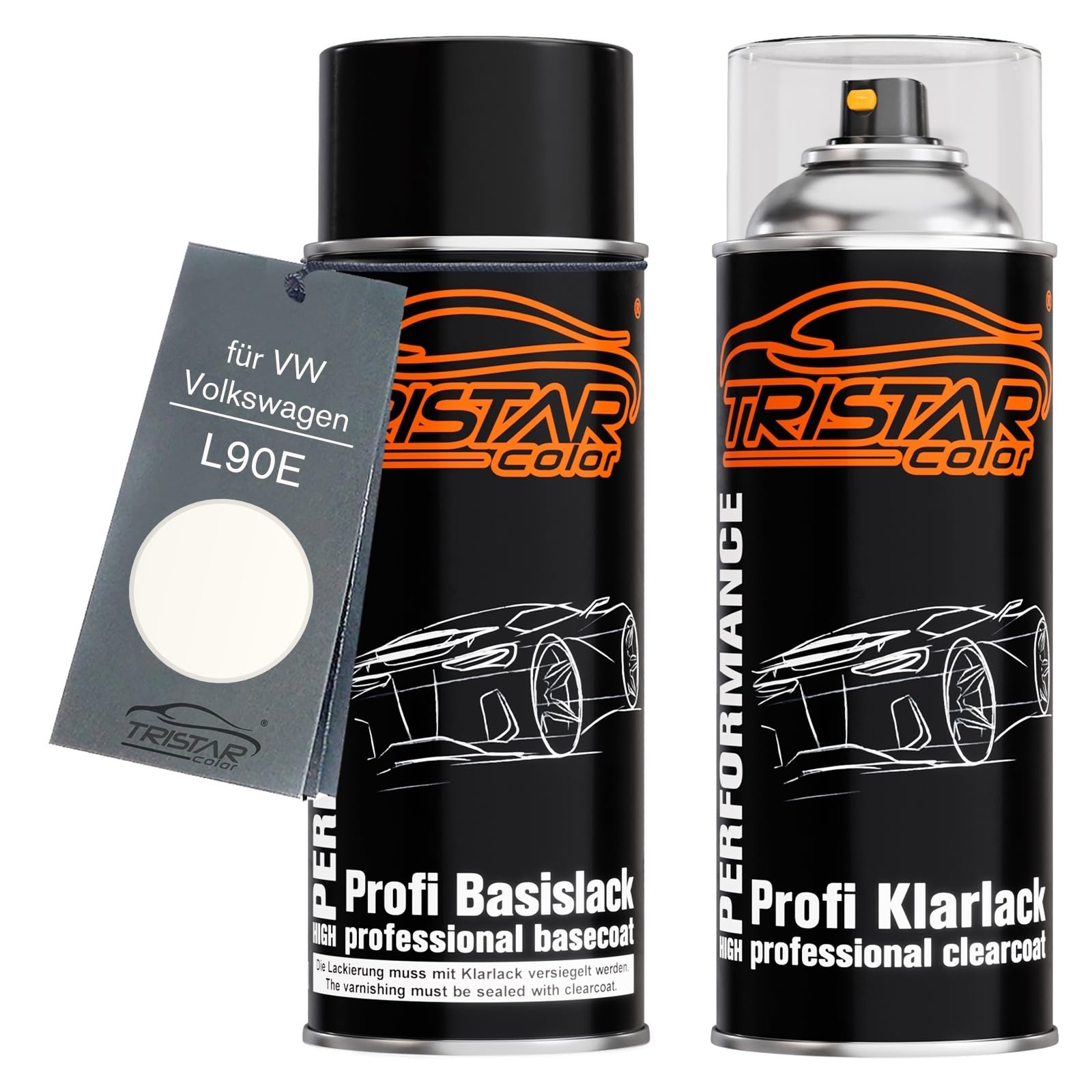 TRISTARcolor Car paint Spray can set for VW/Volkswagen L90E Alpinweiss/Alpine White Base coat clear coat spray can 400ml