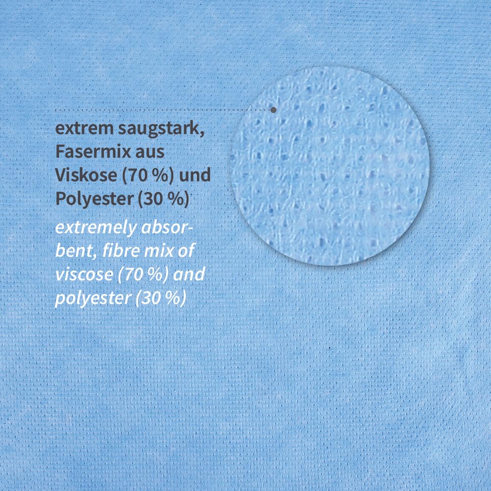 1 Stück Hygoclean Poliertücher | Viskose/Polyester, Rolle, blau, B: 38cm, L: 29cm, 65gr-m², Kerndurchmesser: 7cm, Abrisse: 500, Poliertücher, Putztücher, Reinigungstücher