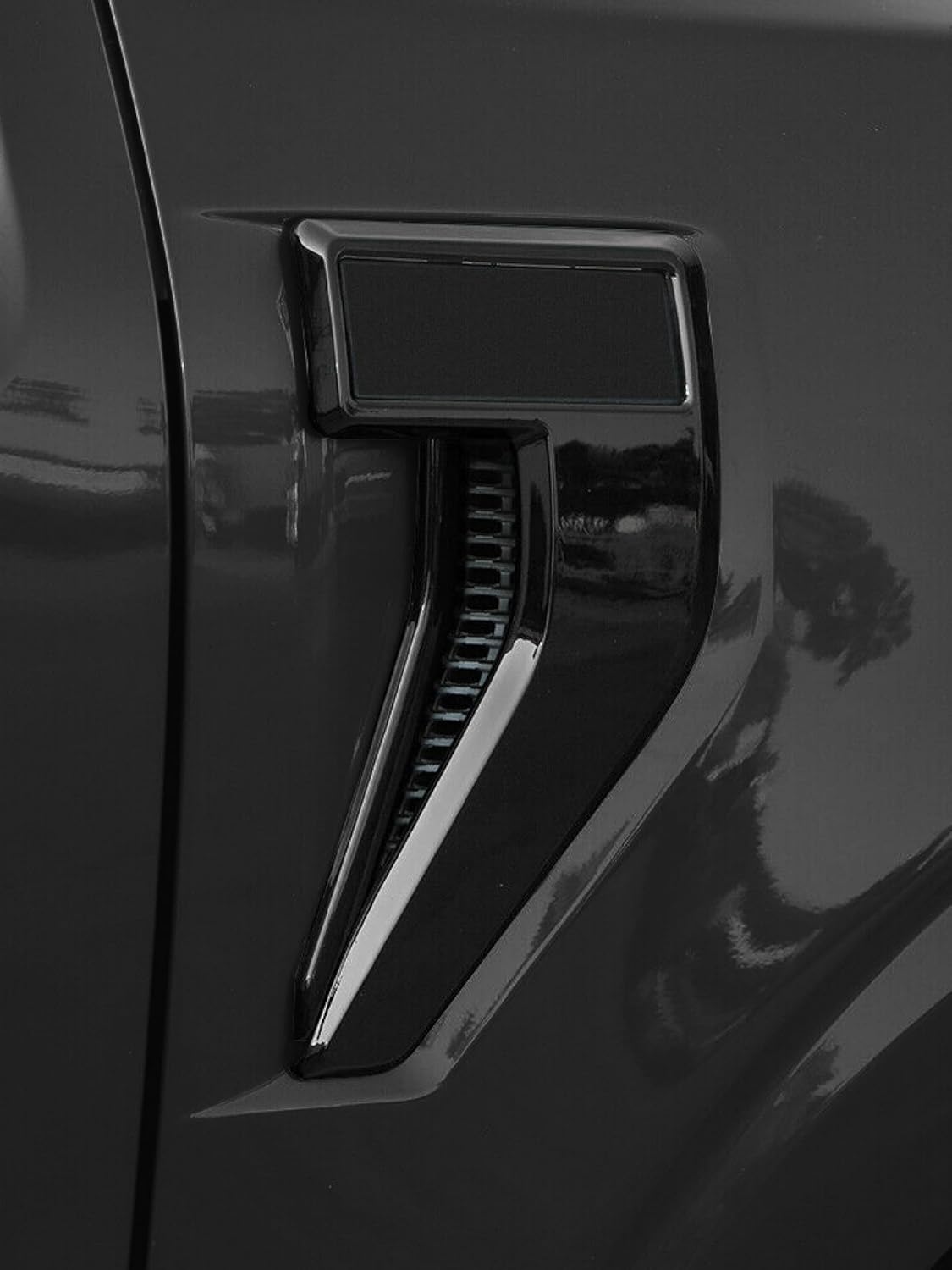 Riloer (Glossy Black) Front Fender Side Air Vent Outlet Trim Cover Exterior Front Air Outlet Vent Cover Kit Compatible with Ford F150 F-150 2021-2022