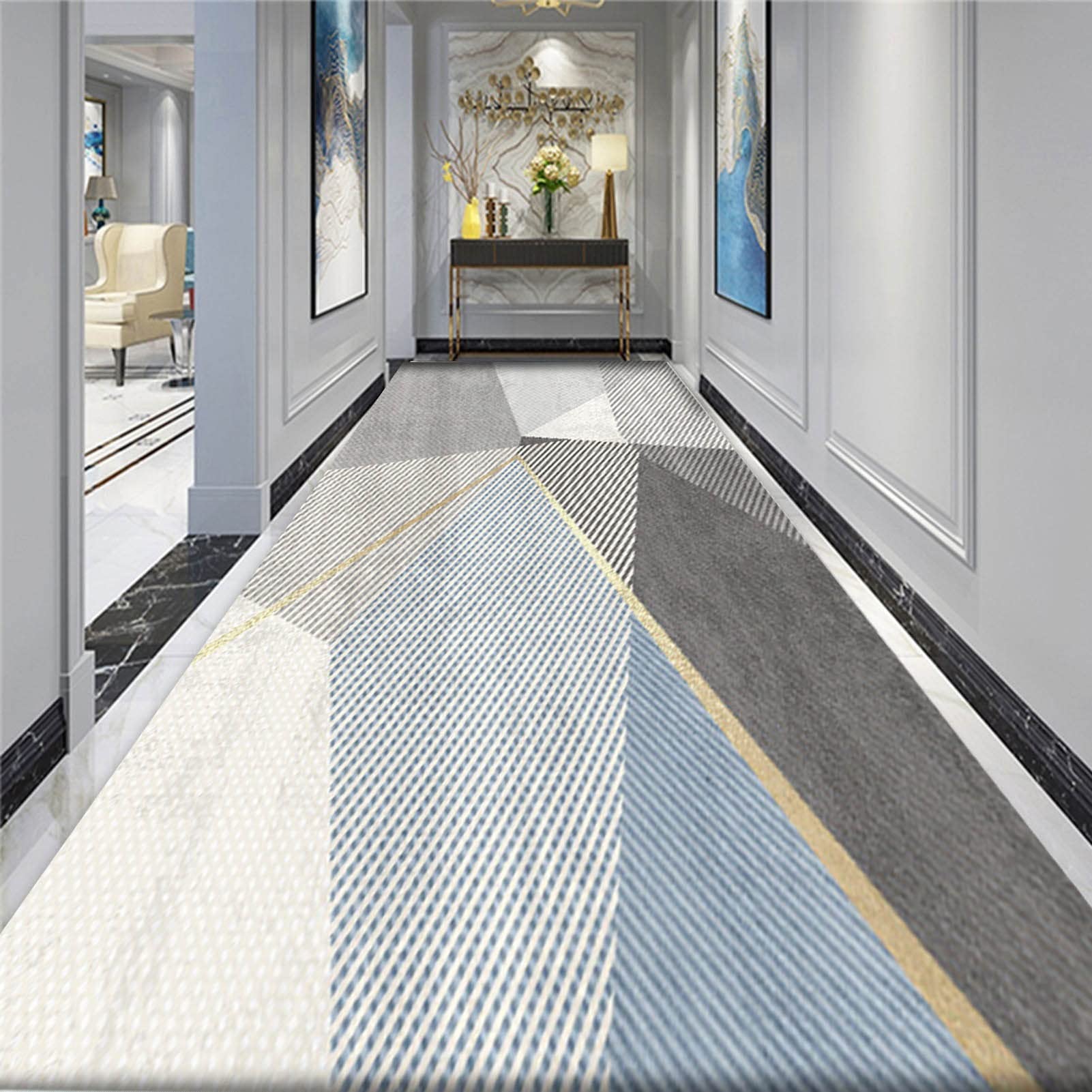 Yjrbz Grey Long Carpets For Hallway, Kitchen Stairs Corridor Thick Runner Rug Width 60Cm 70Cm 80Cm 90Cm 100Cm Carpet Runner Non Slip Washable Door Mat (Size : 60X200cm/2Ftx6.6ft)