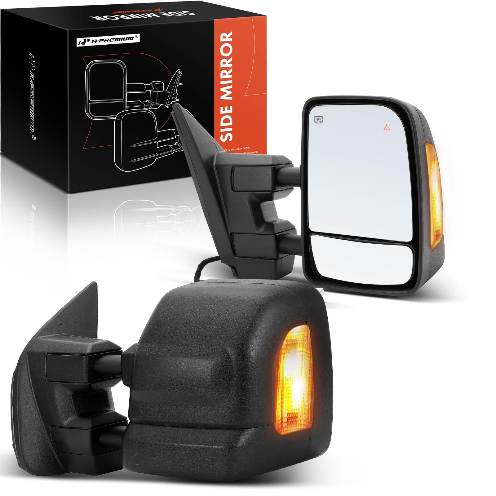 Photo 1 of A-Premium Towing Mirrors - Compatible with Nissan Titan 2017-2022 - Manual Folding Heated Memory Function Telescoping Black - with Power Glass Turn Signal Blind Spot Detection Puddle Light - Pair Set