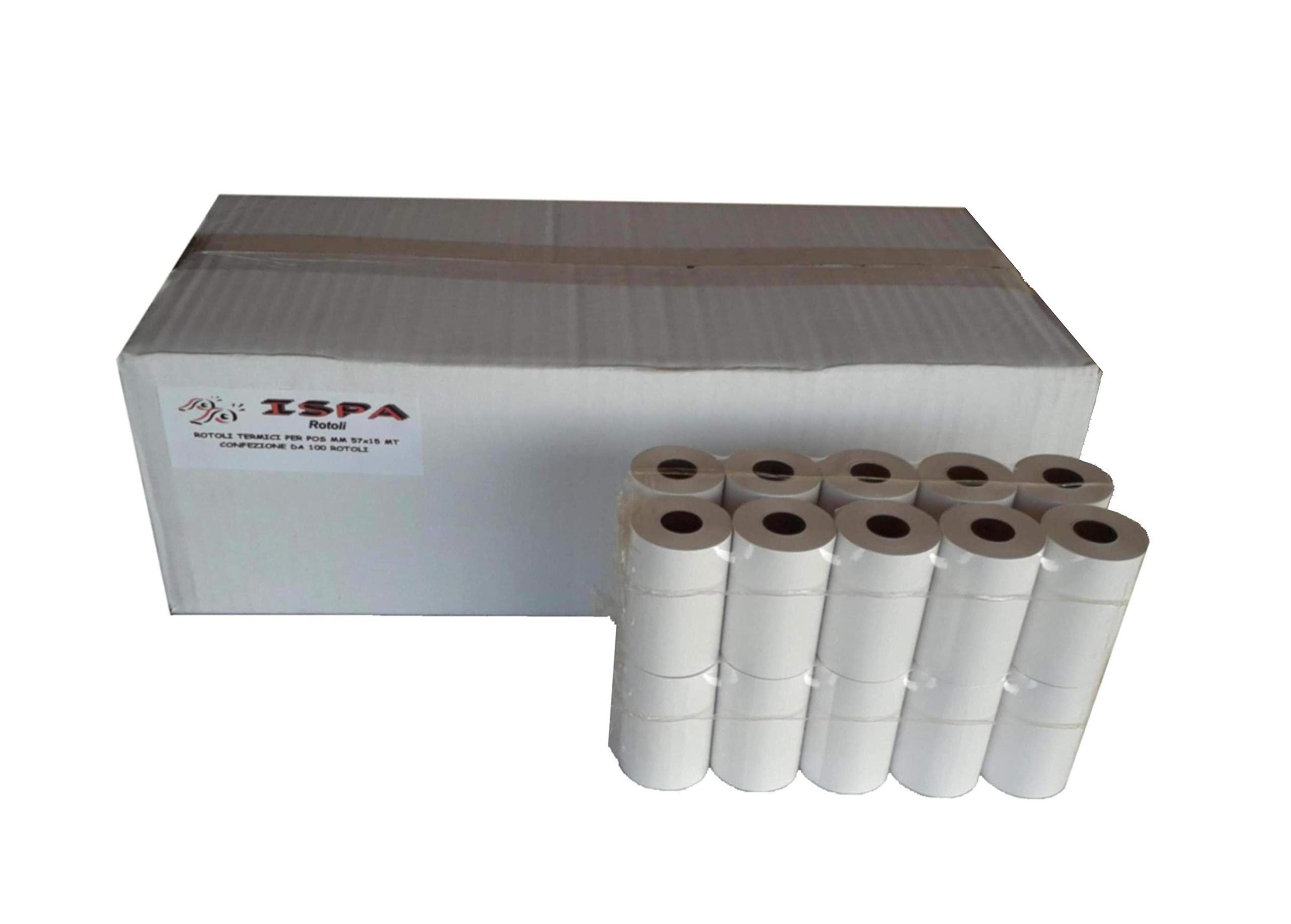100 Rotoli in Carta Termica per Pos Mm 57x15 Mt