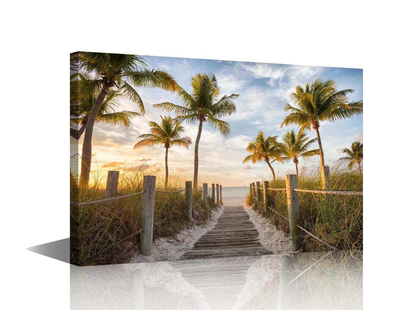 TISHIRON Smathers Beach Wall Painting 1 Panel Sunrise Canvas Wall Art Key West, Florida Wall Decoration for Living Room Giclee Wooden Framed Ready to Hang Posters and Prints (24''Wx 36''H)