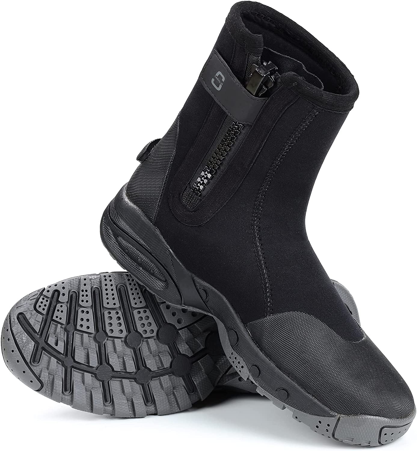 Neoprene Dive Boots 5mm Tall Zippered with Anti-Slip Rubber Sole Wetsuit Boots for Water Sports Scuba Diving Snorkeling