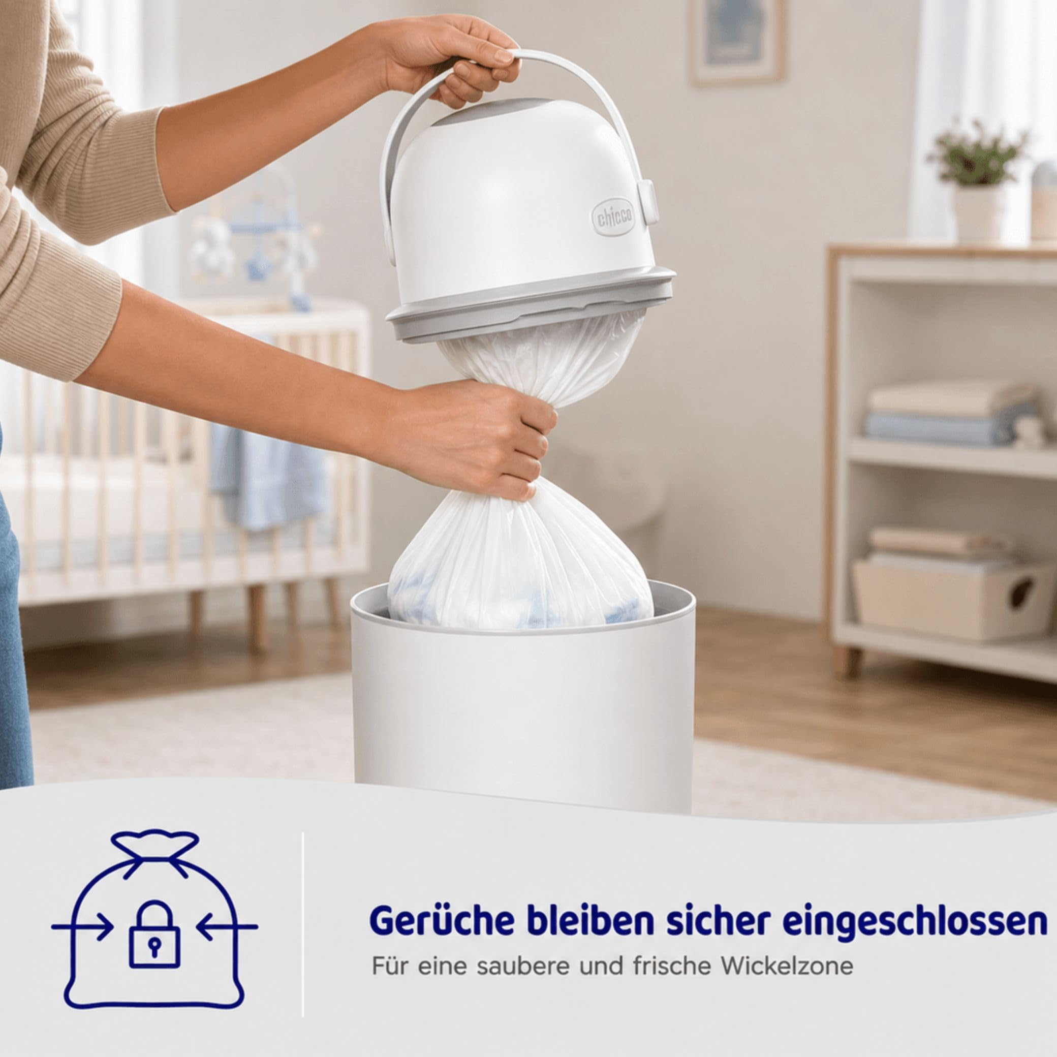 Chicco Windeleimer Nachfüllpack & Windel Blaubaer | geruchsdichte & auslaufsichere Beutel | Für saubere und geruchsfreie Wickelbereiche | Nachfüllkassette, Nachfüllfolie für Windeleimer