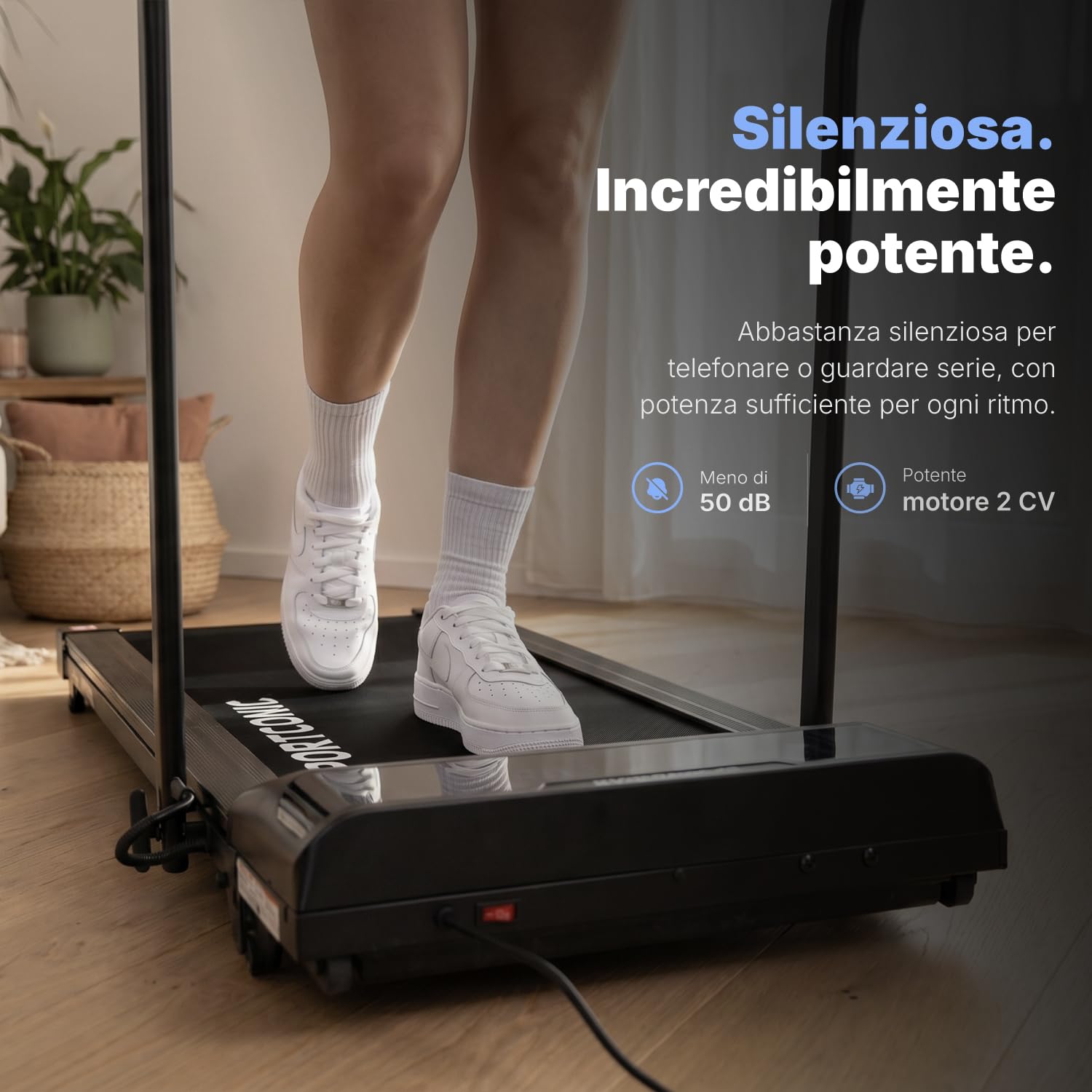 Sportconic Tapis Roulant Elettrico Pieghevole con Inclinazione, Walking Pad Silenzioso Salvaspazio, Tapirulan da Casa per Allenamento Ufficio (Escluso il tappetino protettivo, 1-12 km/h (P106FA))
