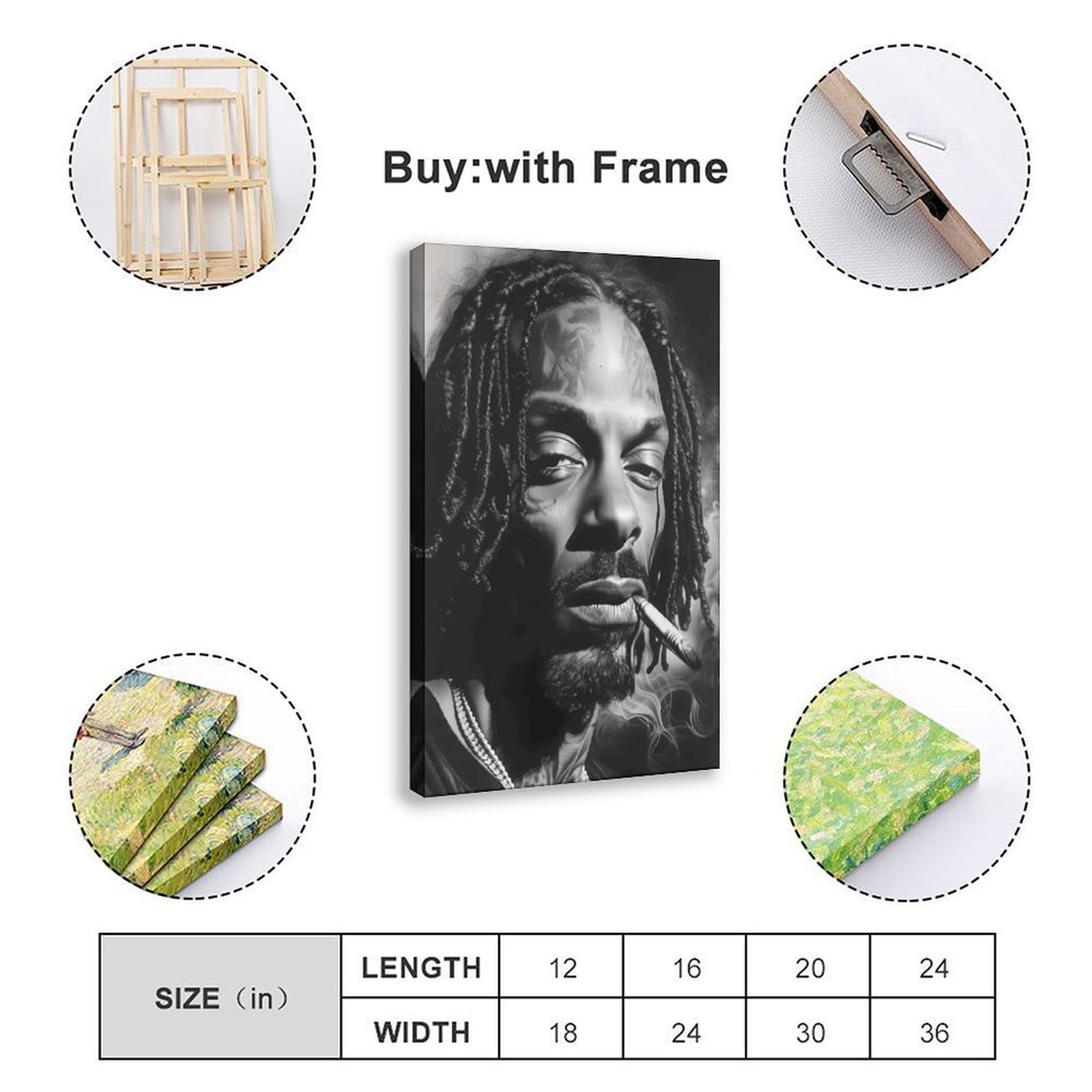 Poster su tela artistica da parete rap hip-hop, decorazione per camera da letto, ufficio, stanza, regalo, 50,8 cm L x 76,2 cm W