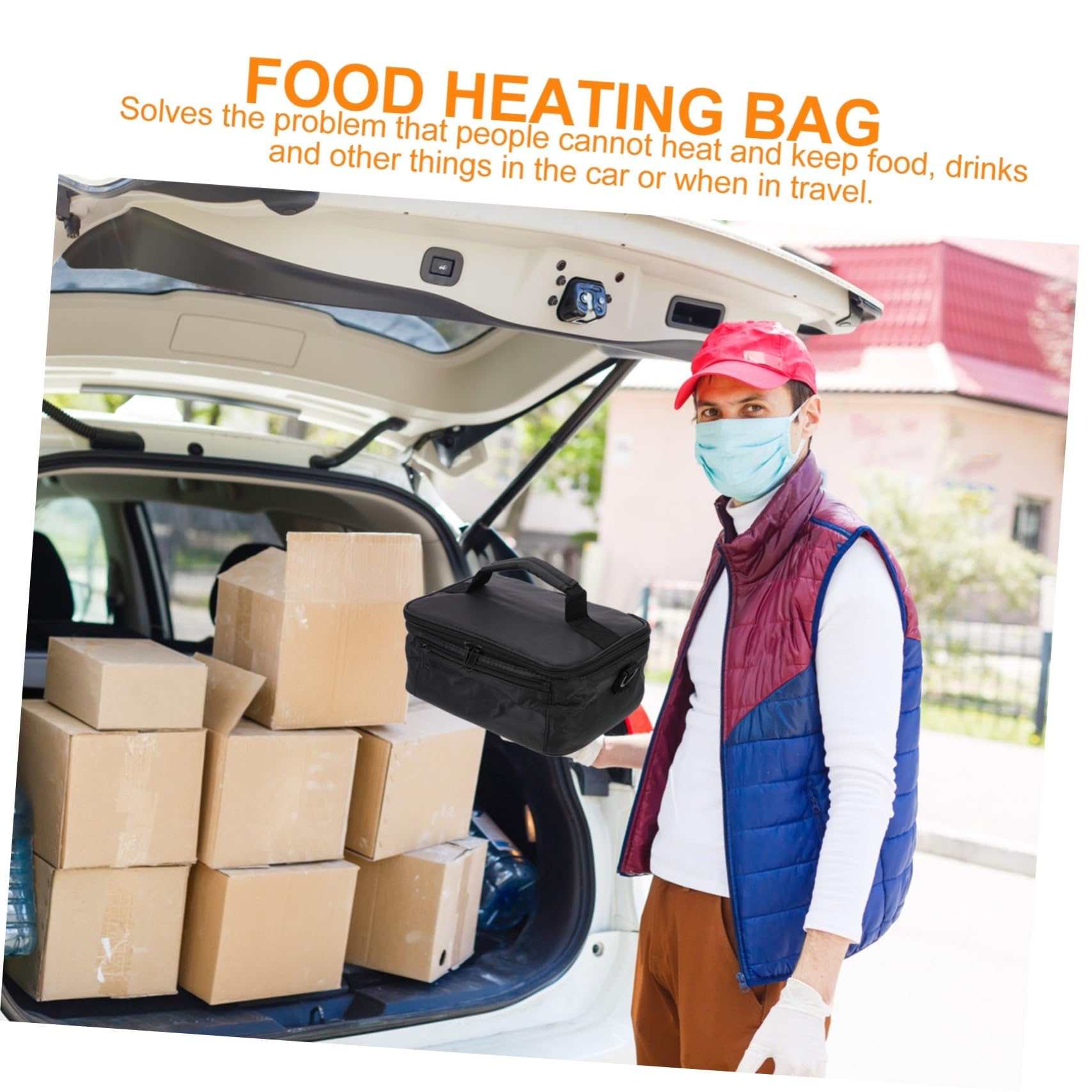 Cabilock Bolsa Térmica para Comida para Coche 12v Aislamiento y Mantenimiento de Temperatura, Material Oxford y Abs, Adecuado para Oficina y Camping