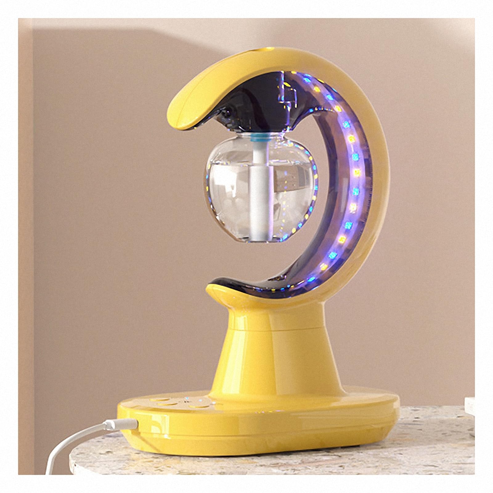 Umidificatore domestico con luce notturna, spruzzo fine, umidificazione silenziosa USB multifunzionale per camera da letto per ufficio,Yellow,15 * 9 * 20cm
