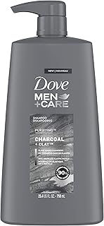 Dove Men+Care Men Shampoo For Healthy-Looking Hair Charcoal + Clay Naturally Derived Plant Based Cleansers 25.4 oz