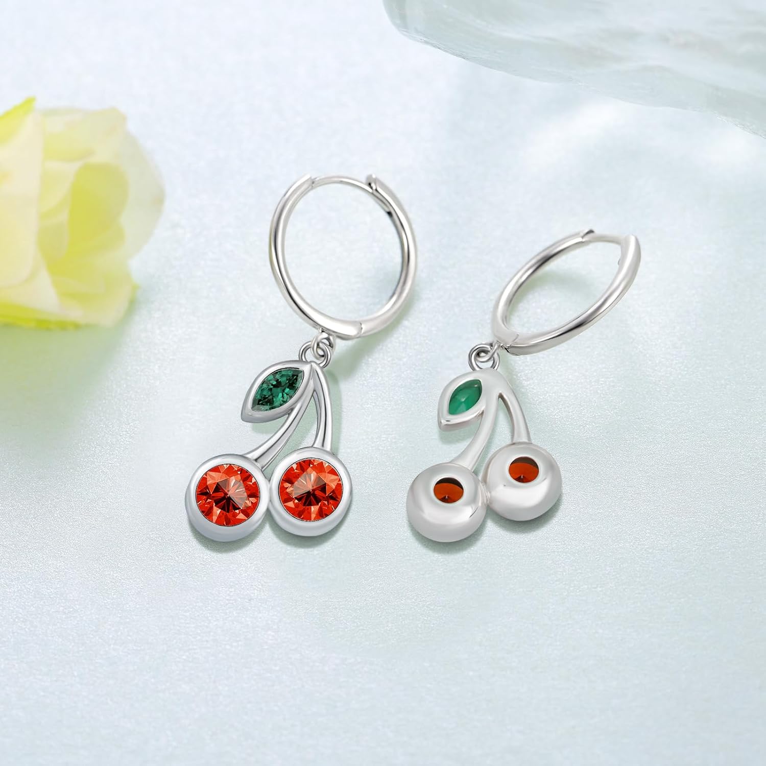 Cherry Earrings 925 Sterling Silver Sweet Chery Fruit Earrings Cherry Jewelry Gifts for Women Wife - Image 3