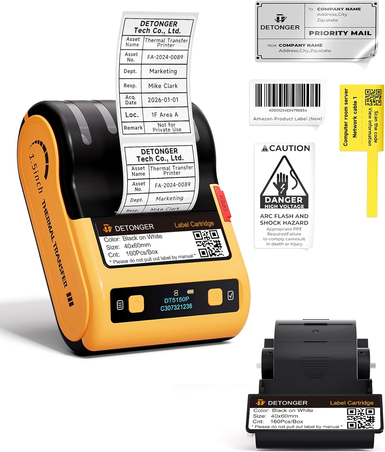DT5150P Industrial Colorfast Label Maker, Thermal Transfer Label Printer with 1.65" W Print Head, Heavy-Duty for Outdoor Direct Sunlight Job Sites, Mobile APP & PC Editor Compatible