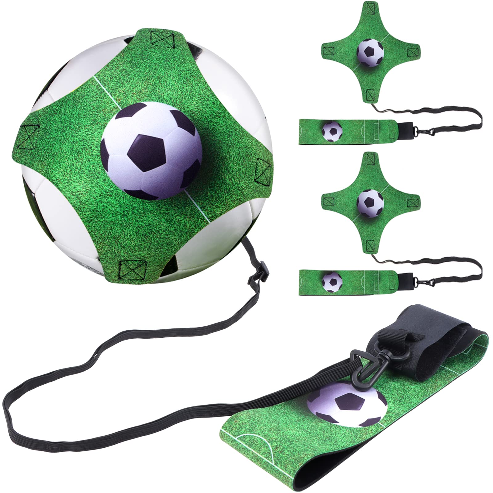 2 PCS Soccer Ball Trainer, Hands Free Soccer Kick Trainer, Soccer Belt Trainer Kid, Adjustable Soccer Trainer, Solo Soccer Practice Training Aid for Kids Youth Adult, Fits Ball Size 3, 4, and 5