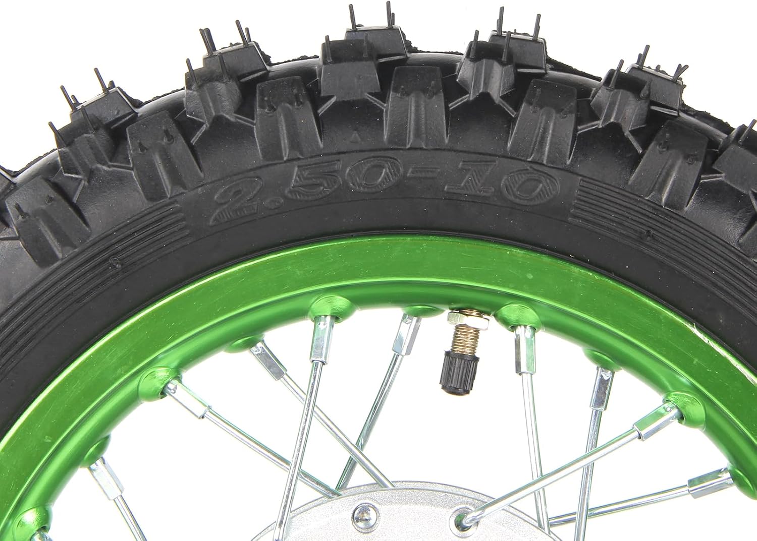 CRF50 Wheels, 2.50-10 Tyres and Tube for CRF50 XR50 SSR 50cc 110cc 125cc Dirt Pit Bike 1.40-10 Alloy Rim, 10" Drum Brake Shoe(Green)