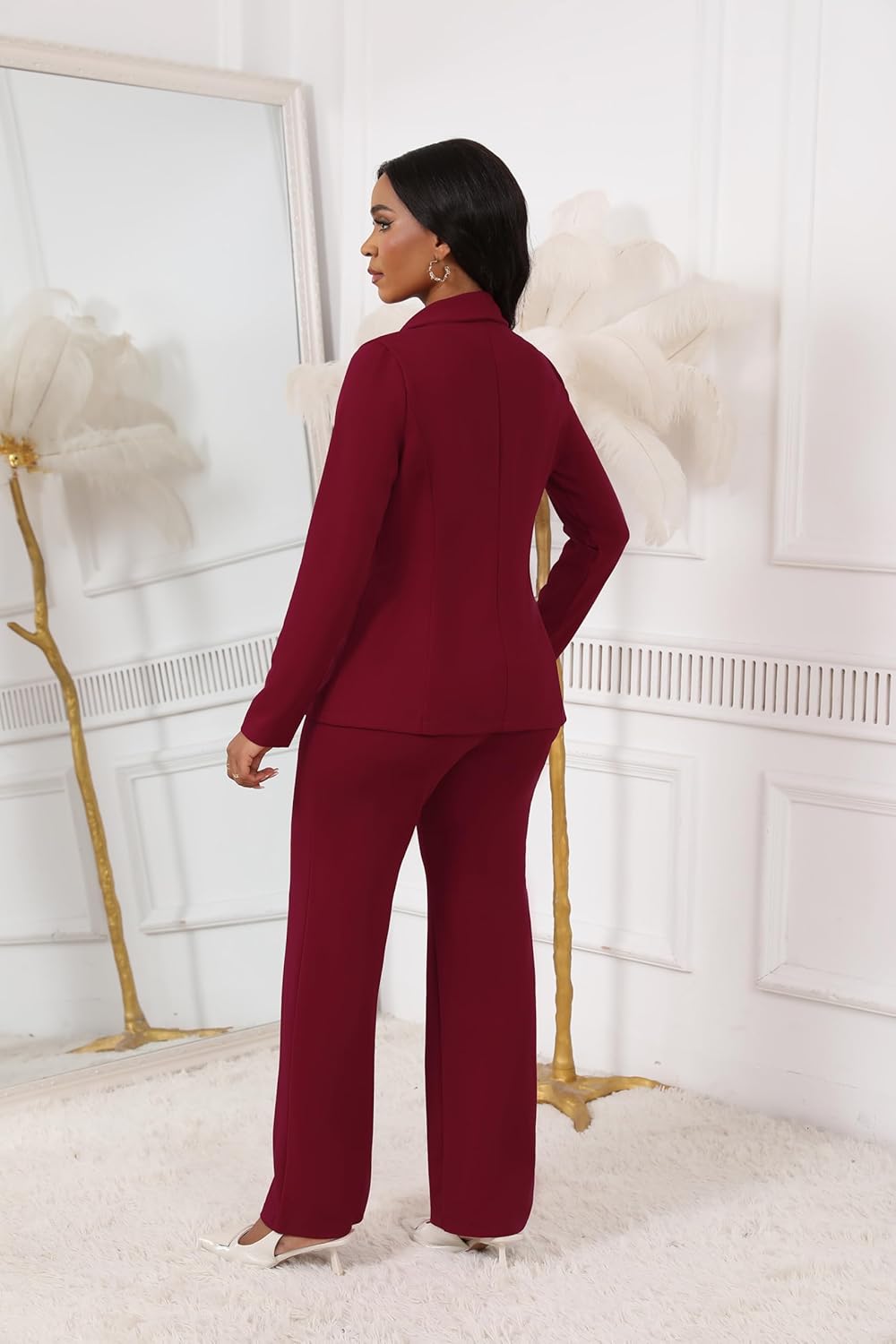 Ophestin Women 3 Piece Pant Suit Set Long Sleeve Blazer Business Casual Dressy Work Office Outfits - Image 6