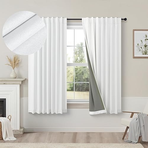 Miniatura 24 de 2 cortinas opacas blancas de 80 pulgadas de largo personalizadas, a prueba de ruido, modernas, con pestaña trasera, para cocina, sala, cabina, de