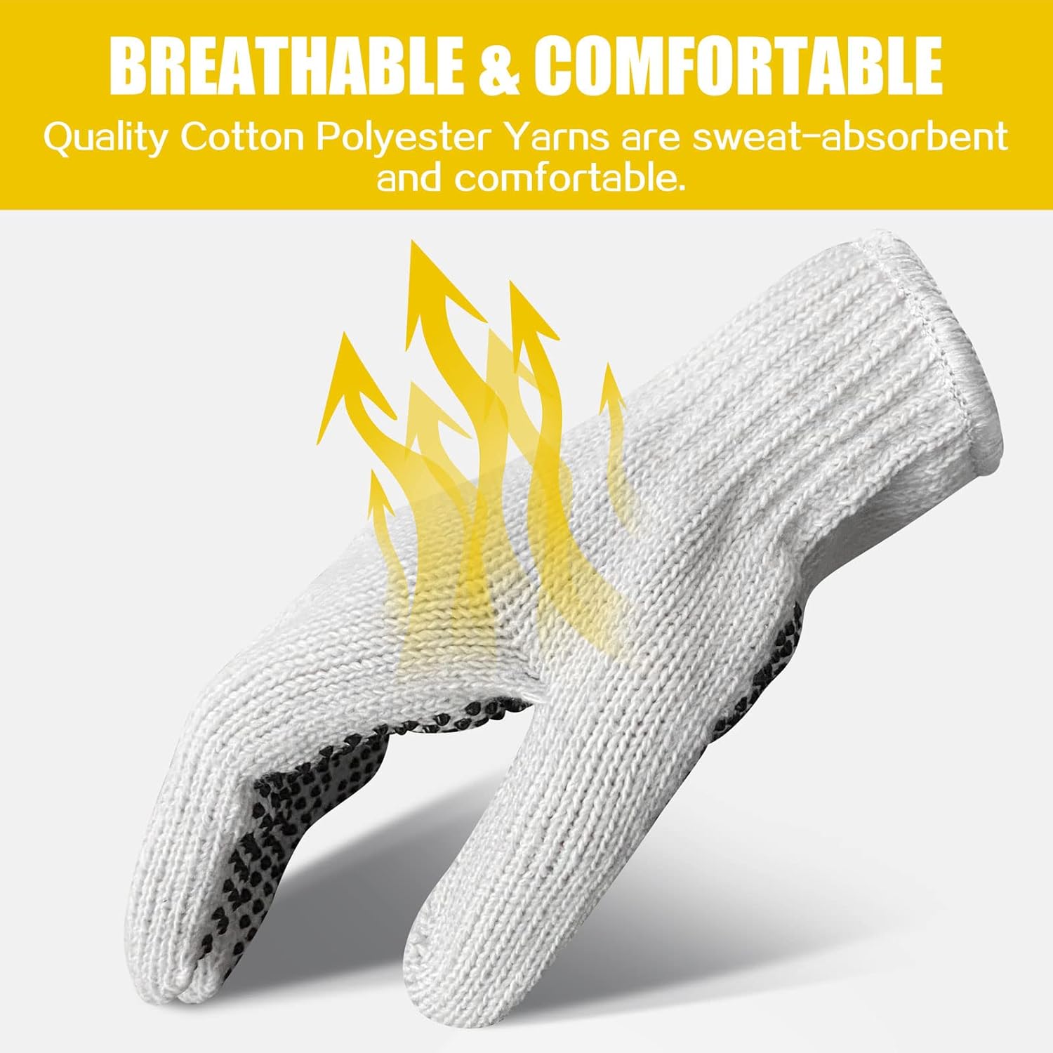 GSAFEME Safety Work Gloves 12 Pairs Cotton with Anti-Slip Grip Dots for Construction,Warehouse Lifting,House Moving - Image 3