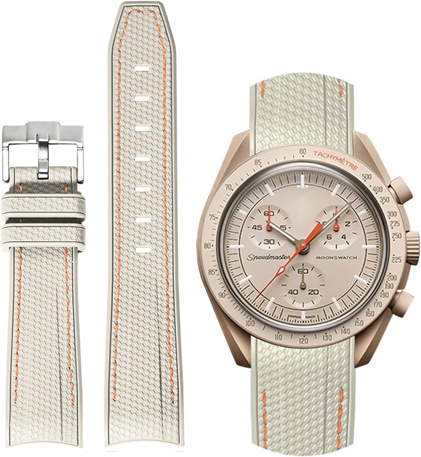 BONACE Bands for Moonswatch Watch,Curved SIlicone Strap Compatible with Omega X Swatch 20mm Watch,Swatch Omega Moonswatch Speedmaster Replacement No Gap Strap Men Women