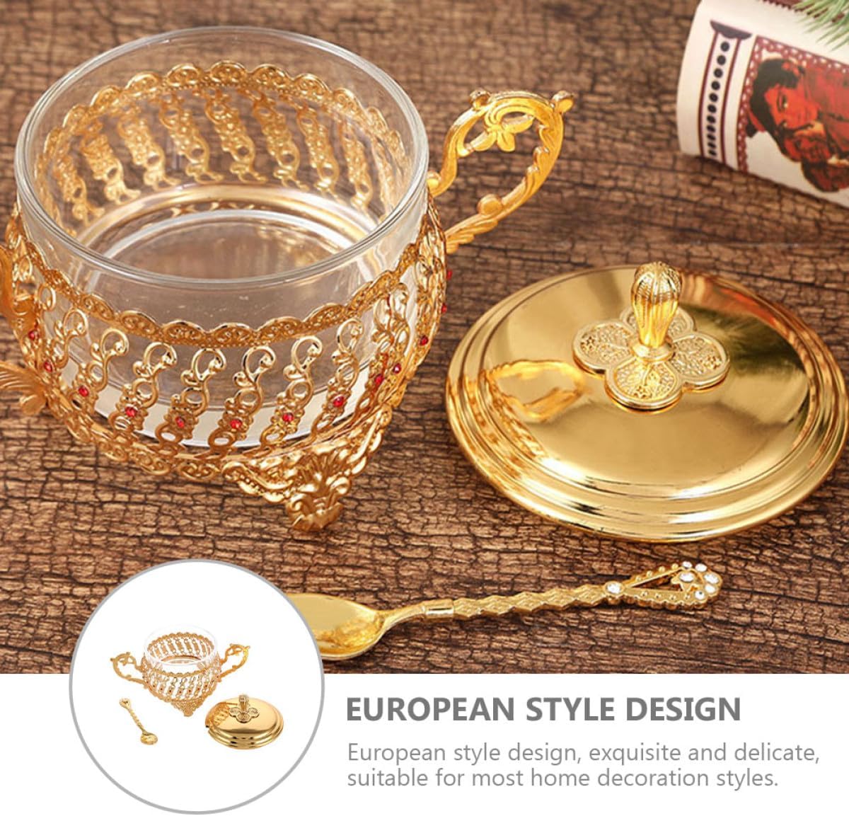 Condiment Pot Seasoning Storage Jar Glass Iron European Style