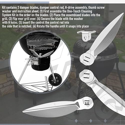 Miniatura 4 de Kit de sistema de limpieza de un solo toque de 22-12 pulgadas para piezas de parrilla Webercarbón7444 parrillas de caldera sustituye piezas, para