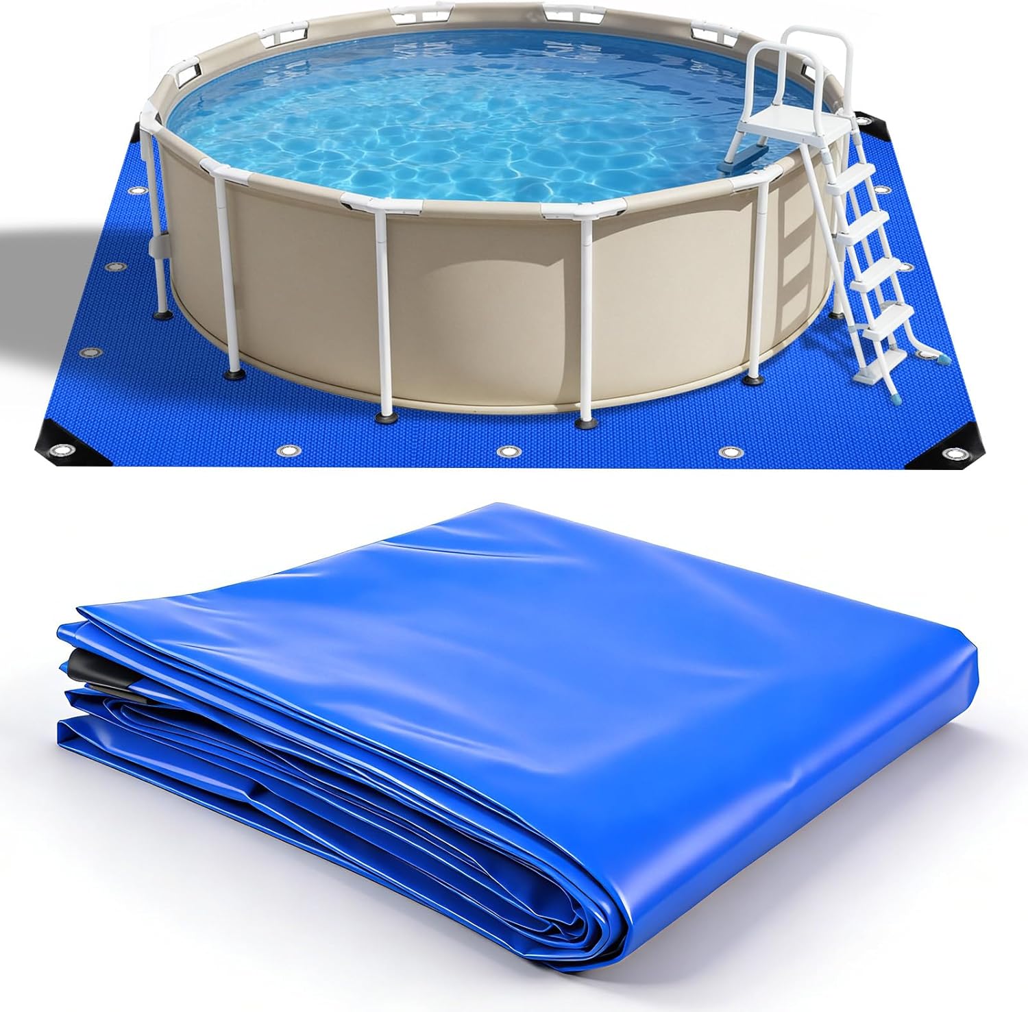 18x18FT Swimming Pool Ground Cloth,Square Pool Liner Pad for Above Ground Pools, Heavy-Duty Under Pool Padding for Pool Bottom, Prevents Punctures,Weed Barrier,Extends Liner Life (18x18FT)
