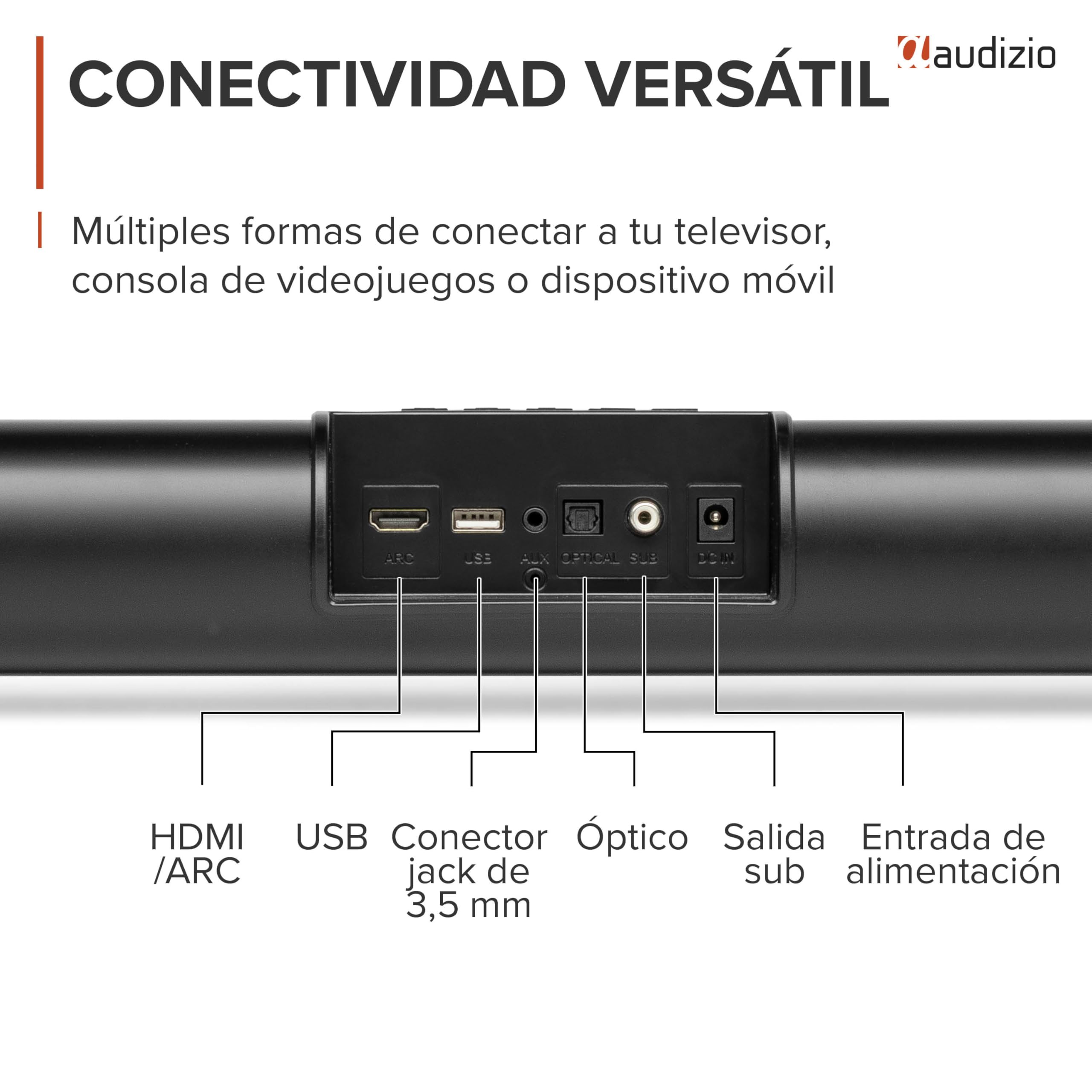 Audizio SB92S – Barra de Sonido 150W con subwoofer 6,5", HDMI ARC, Bluetooth 5.0, USB, óptica y AUX, soundbar 90 cm para TV con Graves Profundos y Mando a Distancia, Color Negro