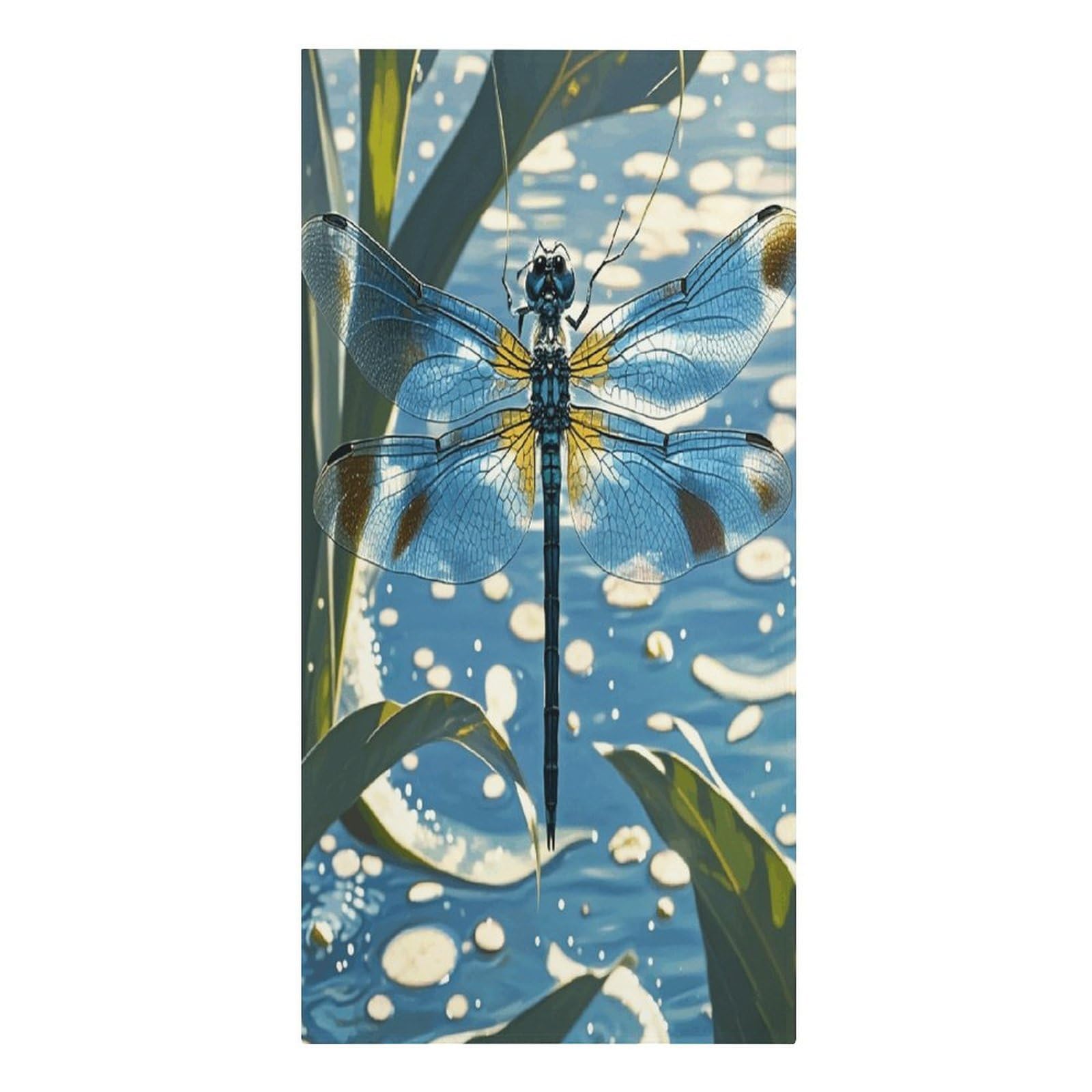 VstaDank Blue Dragonfly Beach Towel Vacation Essentials Sand Free Soft Quick Dry Swim Towels 61"x30" Modern Extra Large Towels Lightweight Microfiber Beach Towel for Swimming Pool