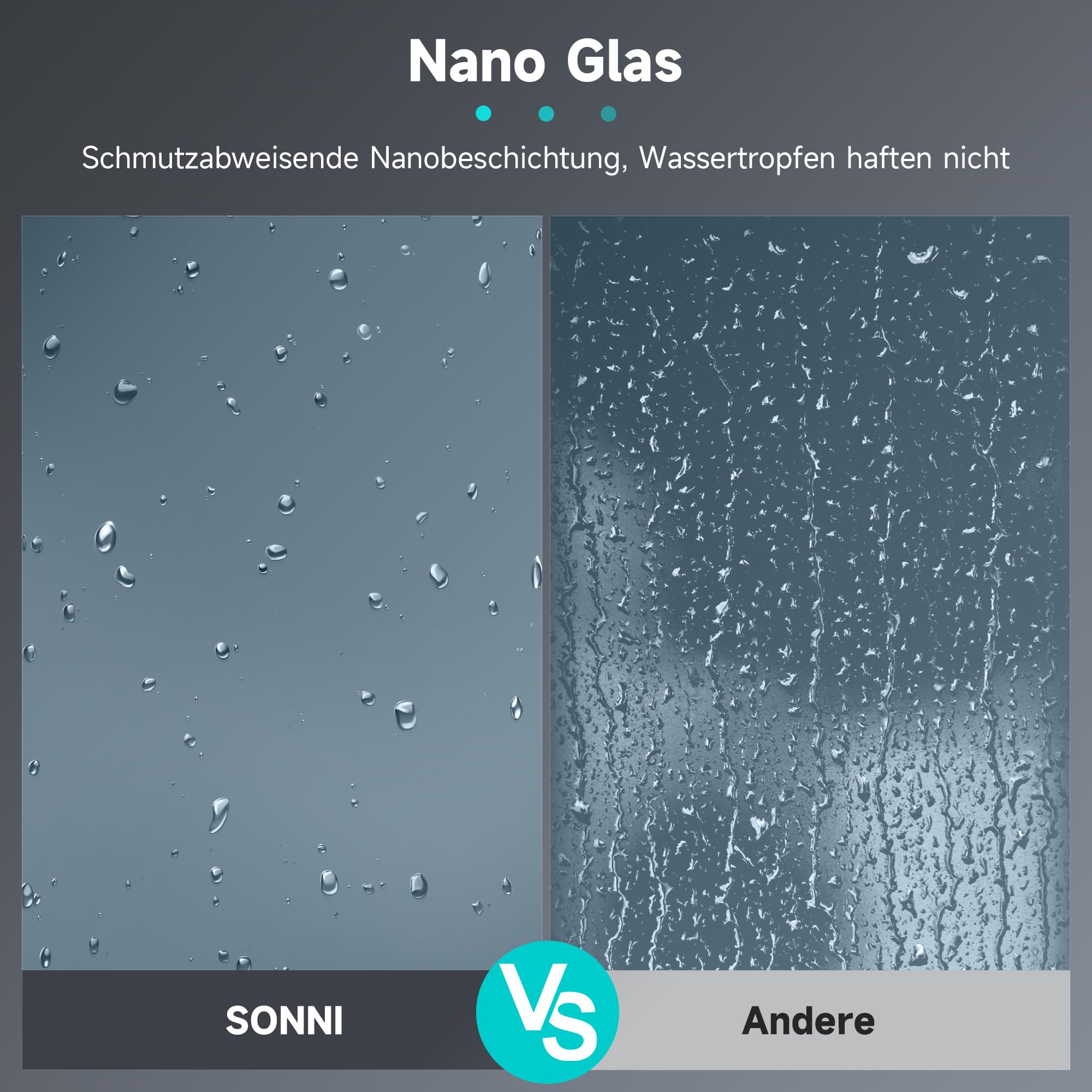 SONNI Walk in Box Doccia 110 x 200 cm, Parete Doccia Fissa in Cristallo 8mm, Vetro Trasparente Temperato Rivestimento Nano, Regolabile con Stabilizzatore