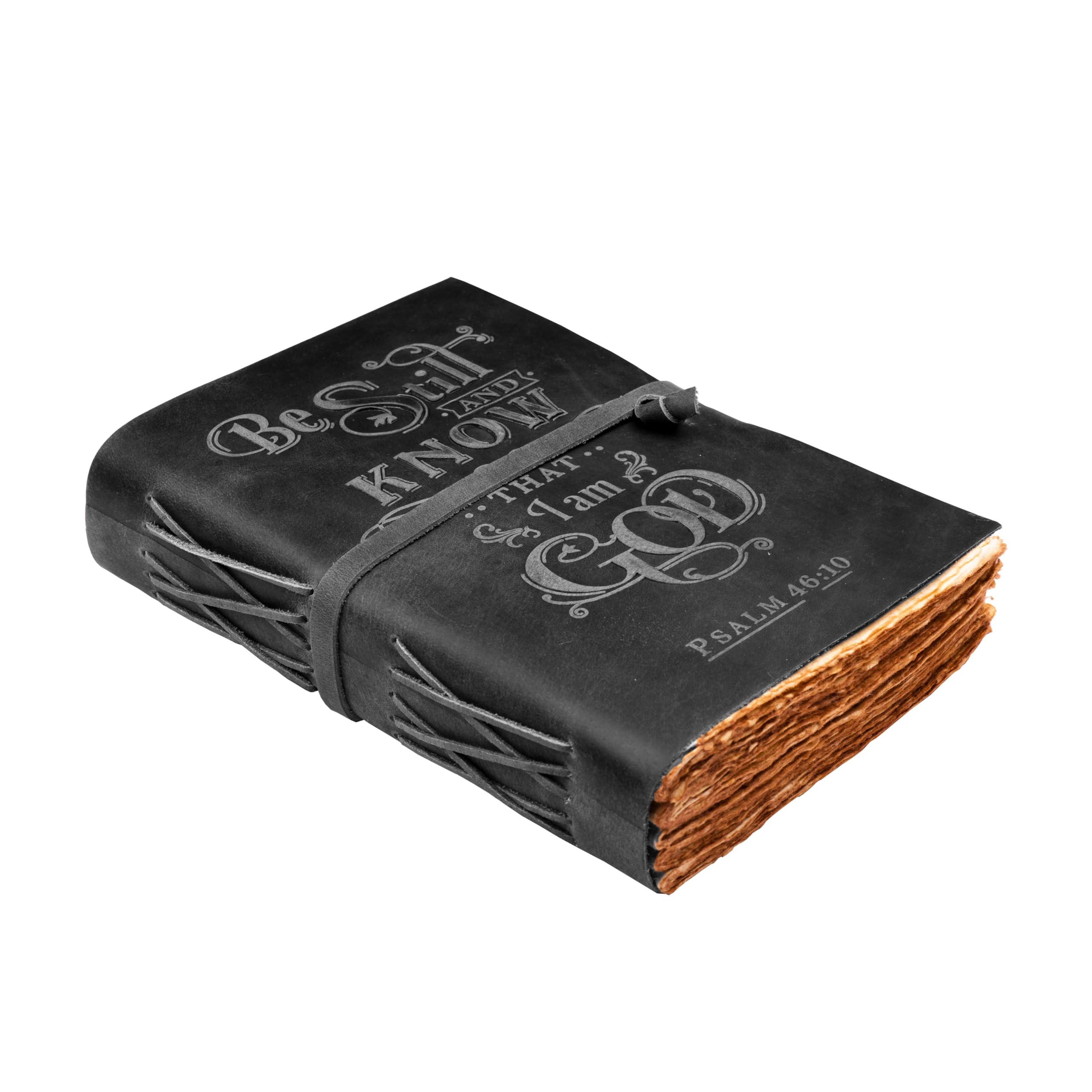 LEATHER VILLAGE Prayer Journal Psalm 46:10 Embossed Journal, 8x6 Inch Leather Bound Bible Study Journal