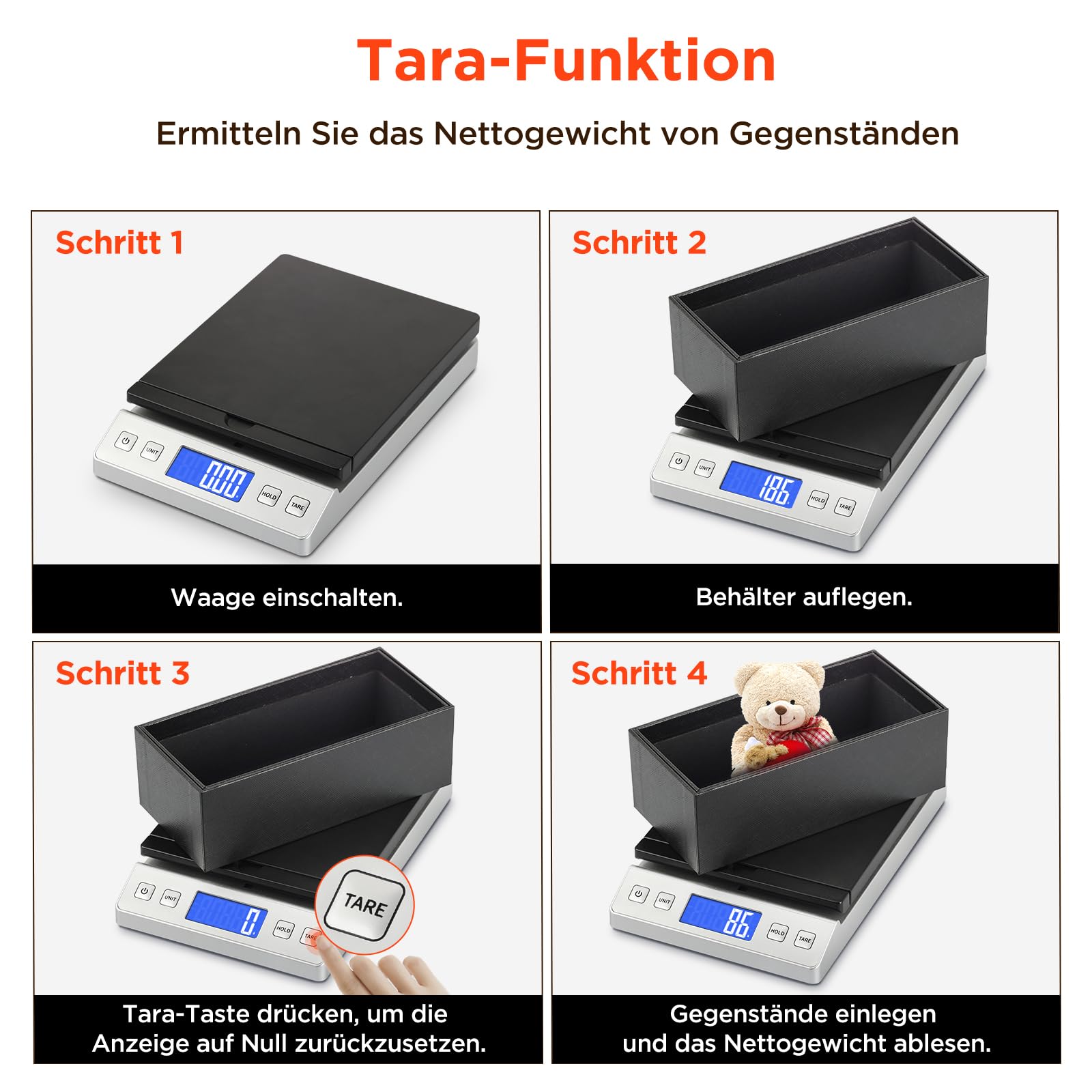 Briefwaage, Paketwaage bis 30kg/2g Genauigkeit Digitalwaage mit Halte/Tara Funktion, Präzise Klappbriefwaage Postwaage für Briefe und Pakete