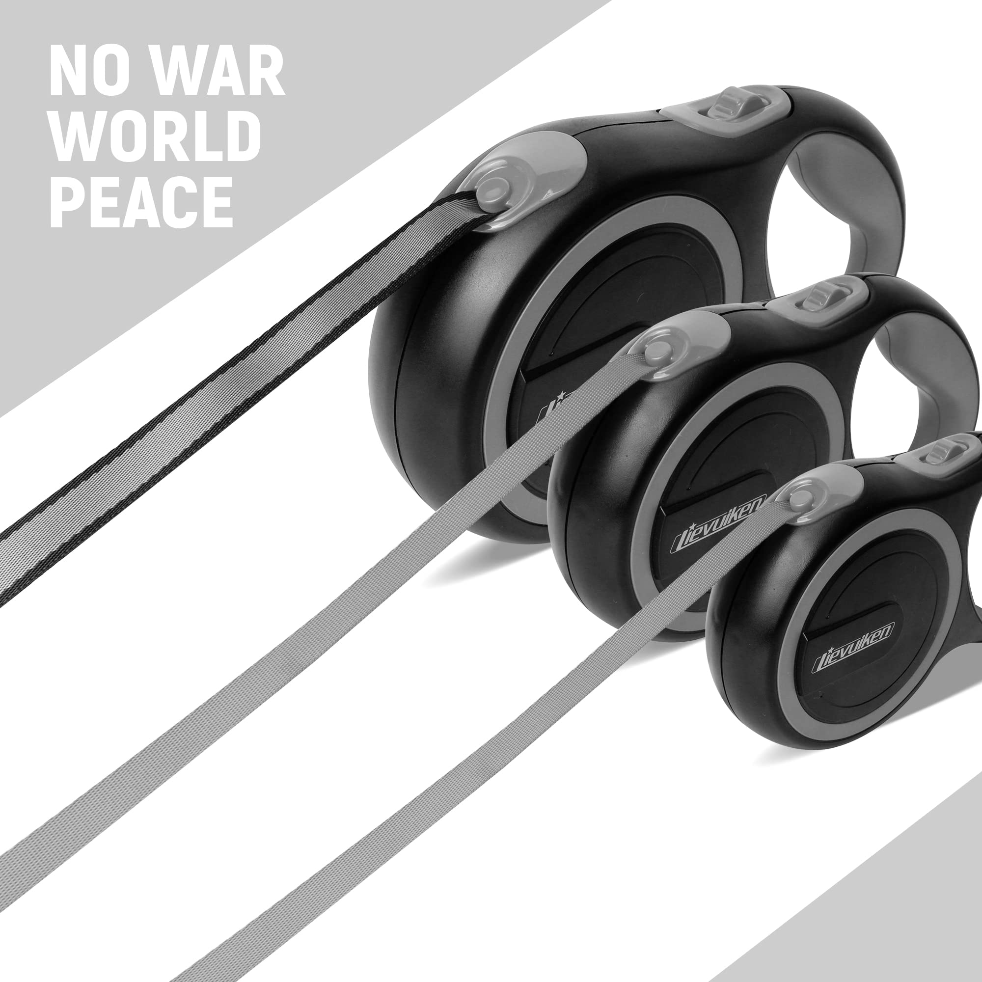 LIEVUIKEN 26 FT Retractable Dog Leash with No Tangle, Heavy Duty Great Leash for Dog up to 110lbs, One-Handed Brake, with Non-Slip Handle, Strong Nylon Tape for Small, Medium and Large Dogs