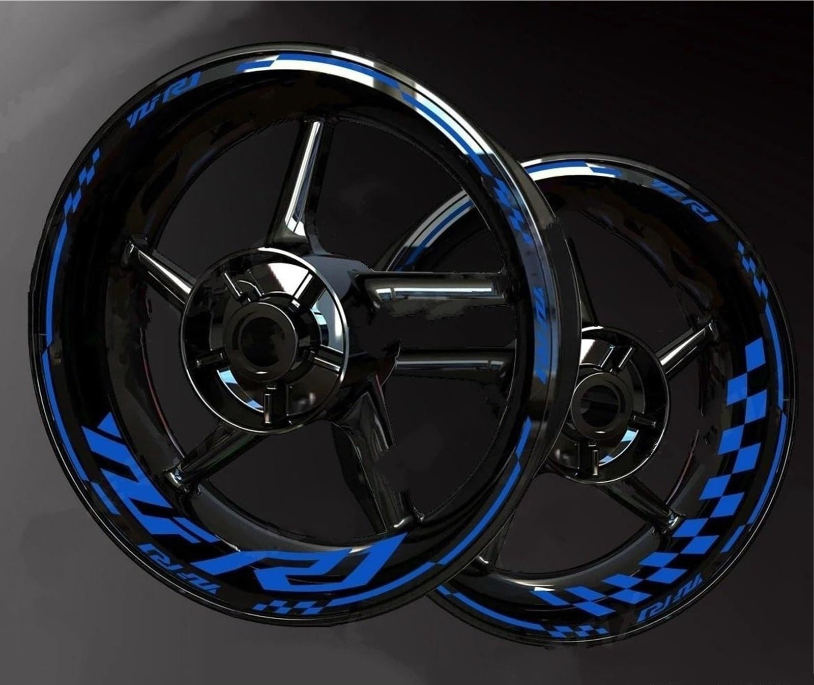 Reifenaufkleber-Set Motorrad-Felgenstreifen-Aufkleber Für Yamaha YZFR1 YZF-R1 YZF R1, Wasserfeste, Reflektierende Aufkleberstreifen, Radaufkleber Motorrad Dekor Felgenaufkleber(Blau)