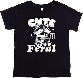 Olive Loves Apple Cute But Feral Shirt for Girls and Boys Adorable Raccoon Unisex Kids Tee