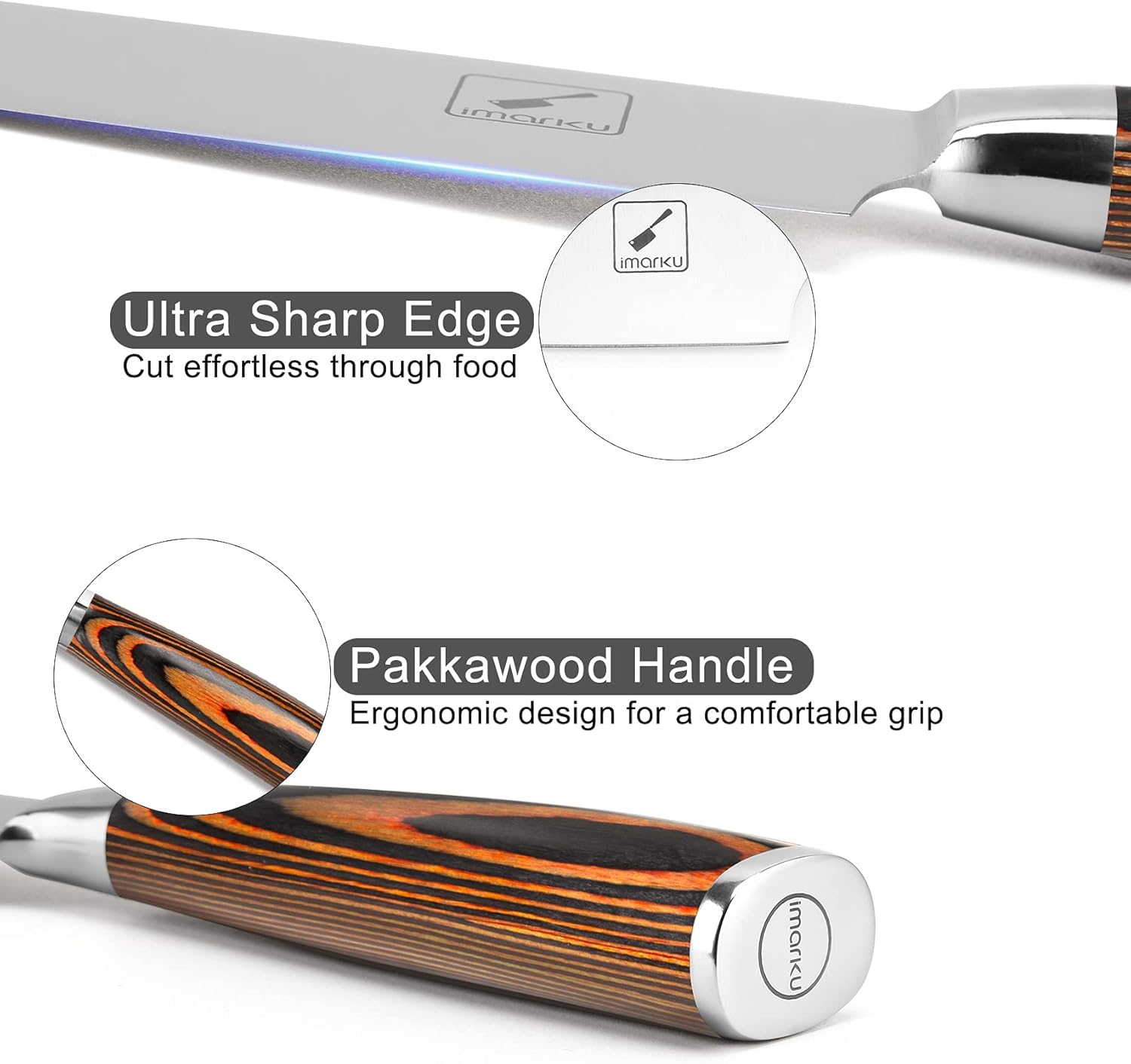 imarku Chef Knife - Pro Kitchen Knife 8 Inch Chef's Knives Japanese SUS440A Stainless Steel Sharp Paring Knife with Ergonomic Handle, Orange Handle, Gifts for Men and Women Orange handle chef knife image 3 of 8 B099PK5N2N