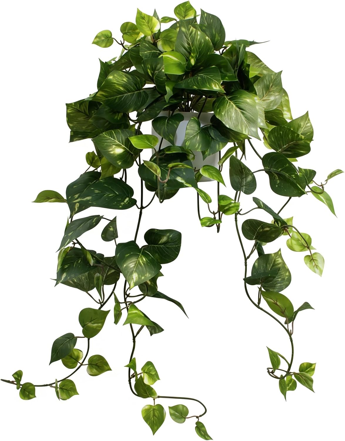 LOYWREE 32 Inch Fake Plants Artificial Plants Indoor Artificial Scindapsus Aureus Realistic Hanging Plants Potted Aesthetic Fake Pothos for Home Office Shelves Bedroom Bathroom Decor（White Pot）