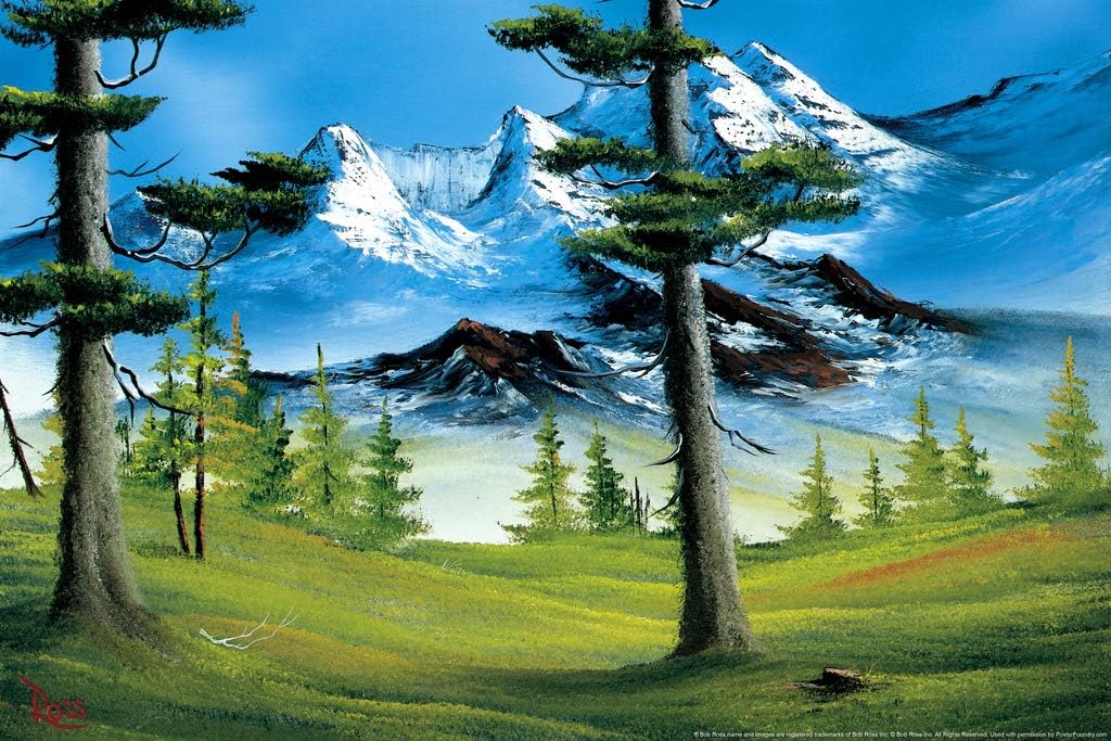 Bob Ross Mountain Glory Art Print - Poster, 36x24, Decor, Wall Art, Happy Accidents Collection